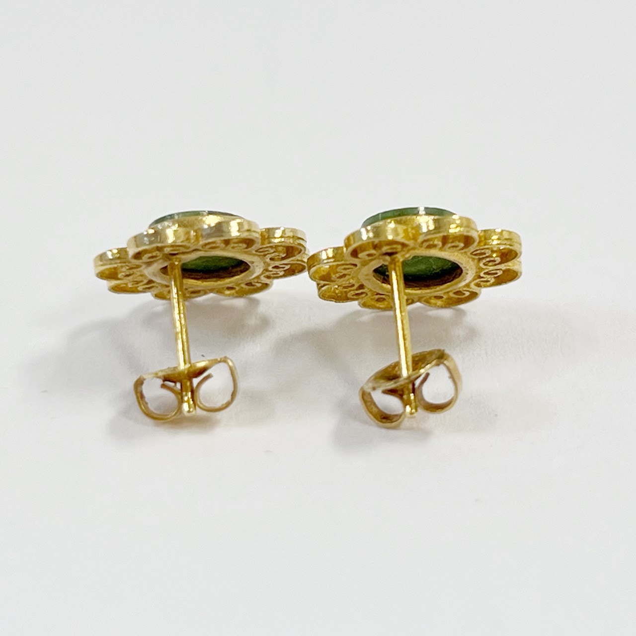 14K Gold and Nephrite Jade Earrings