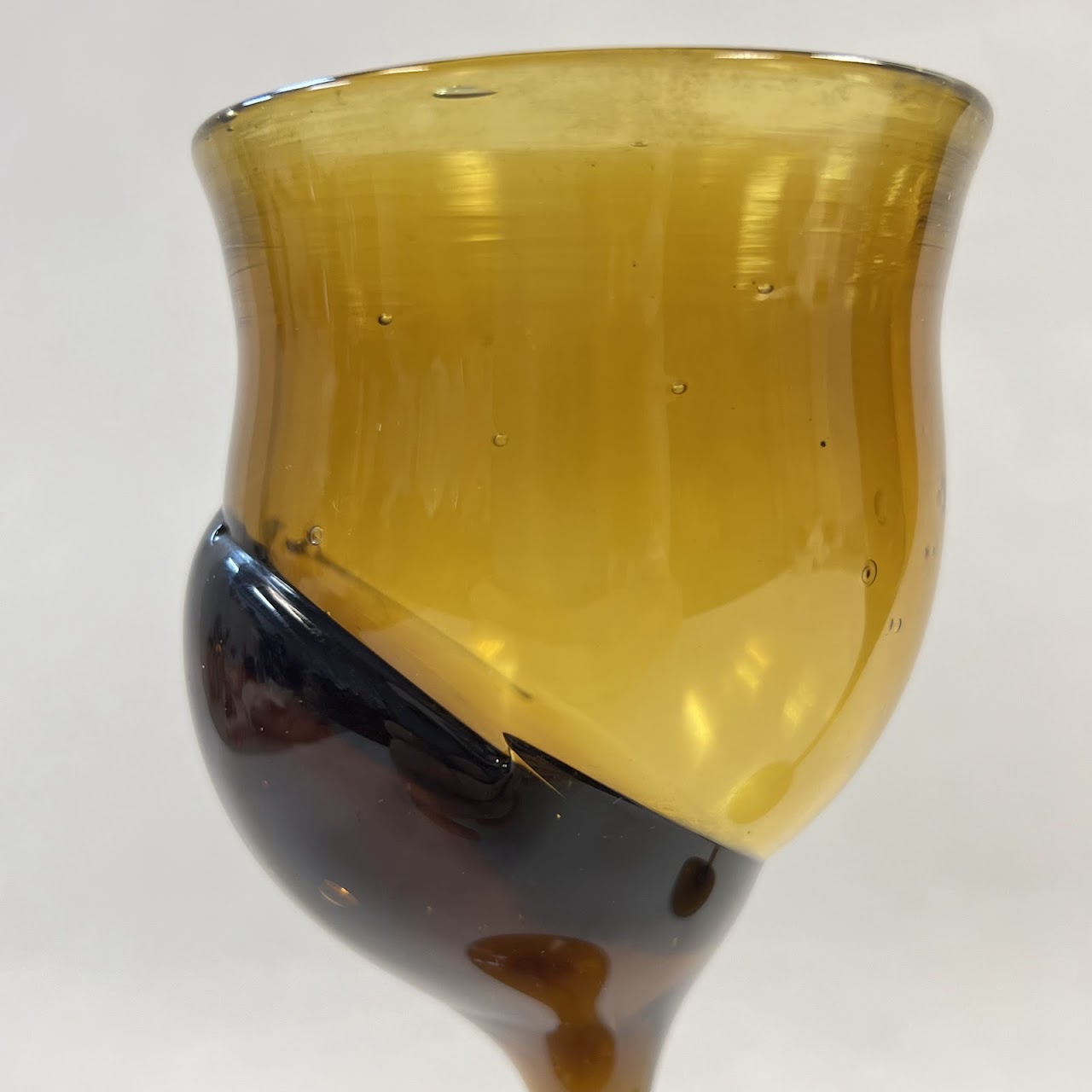 Jim Engebretson Art Glass Wine Goblet Pair