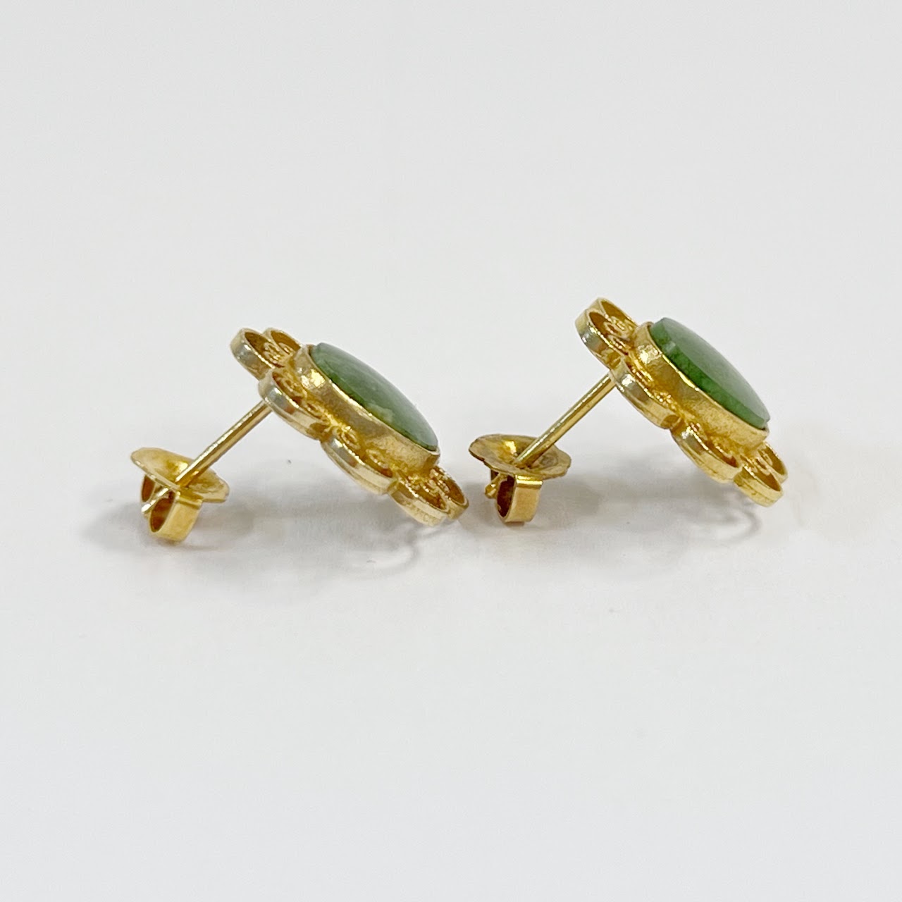 14K Gold and Nephrite Jade Earrings