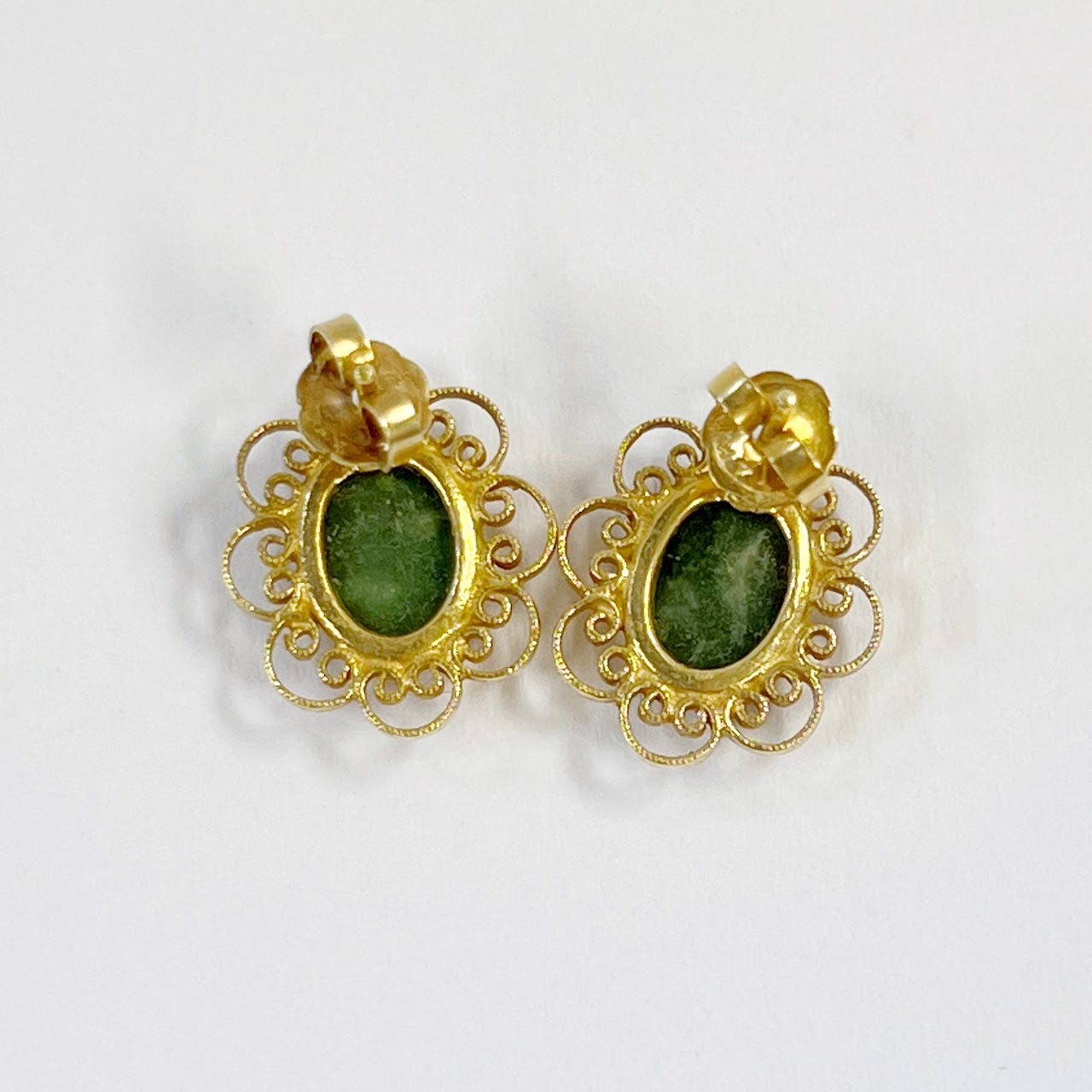 14K Gold and Nephrite Jade Earrings