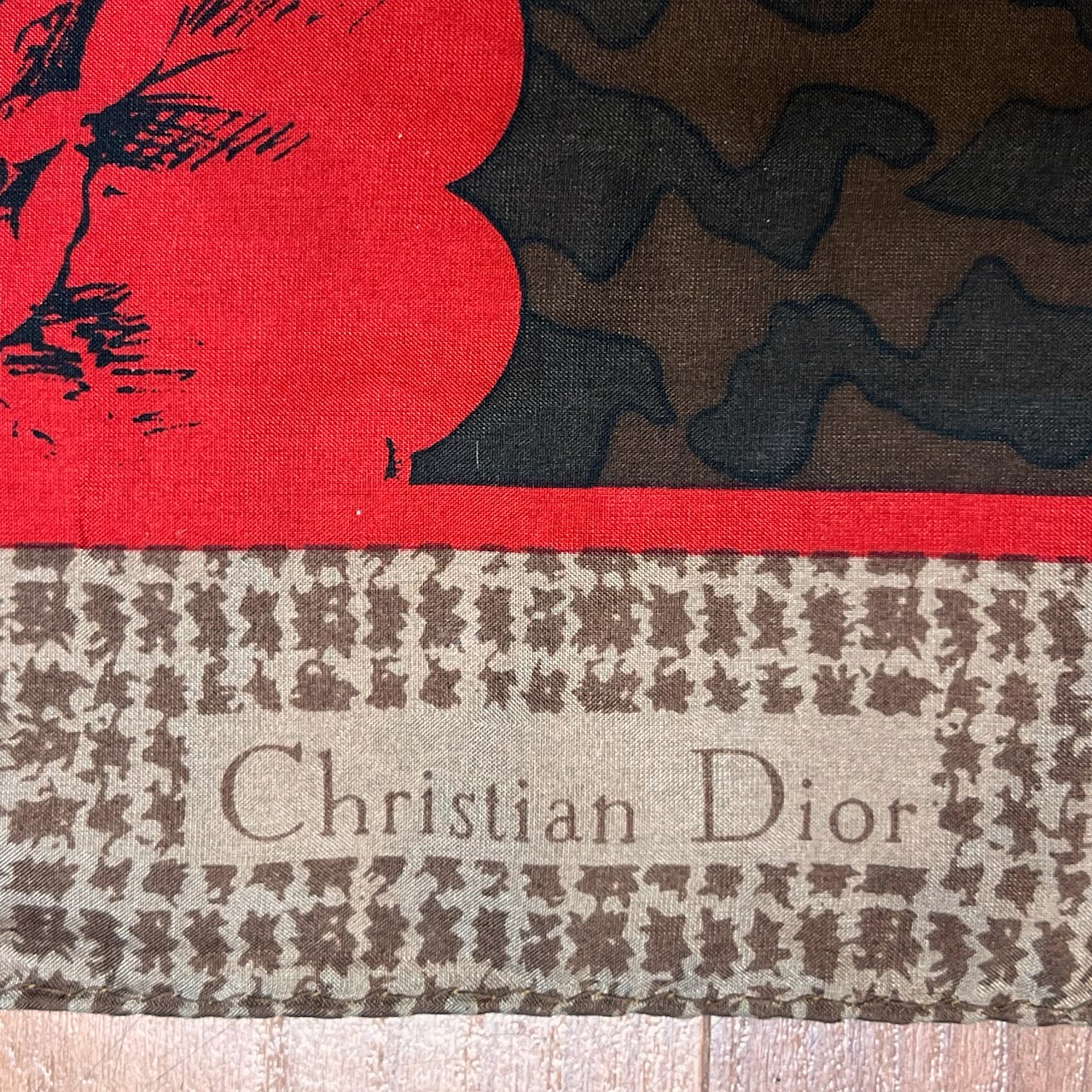 Christian Dior Vintage Rose Silk Scarf