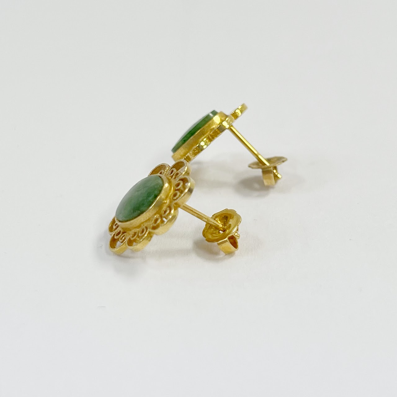 14K Gold and Nephrite Jade Earrings