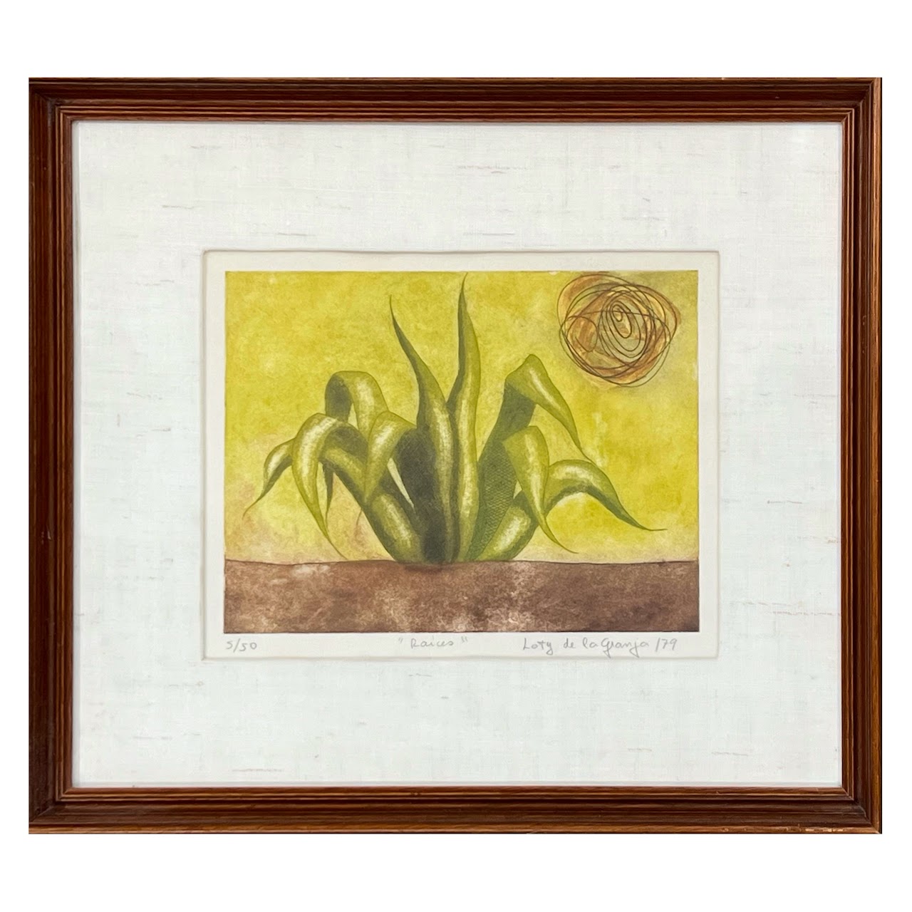 Loty de la Granja 'Raices' Modernist Agave Plant Etching and Aquatint, 1979