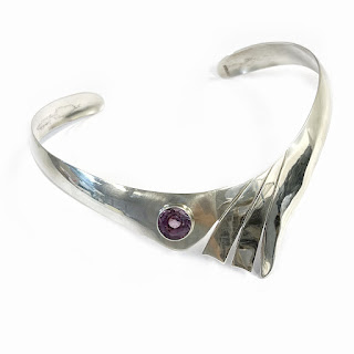 Sterling Silver and Amethyst Choker Collar Necklace