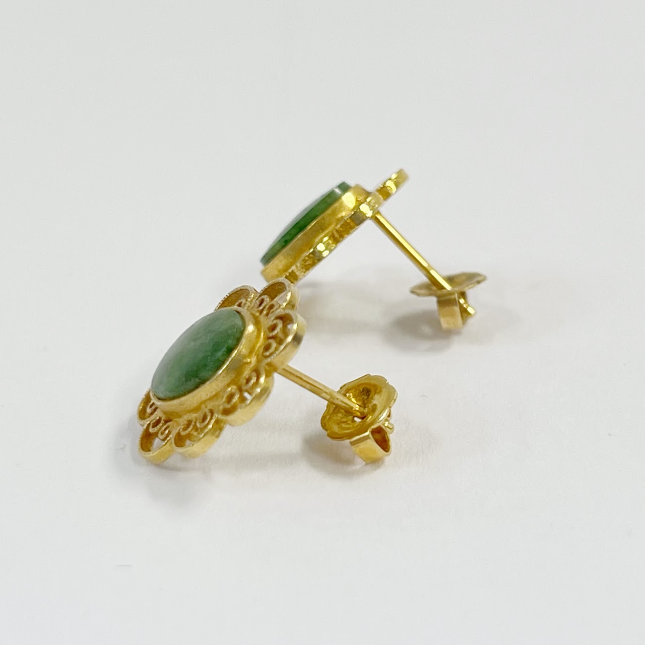 14K Gold and Nephrite Jade Earrings