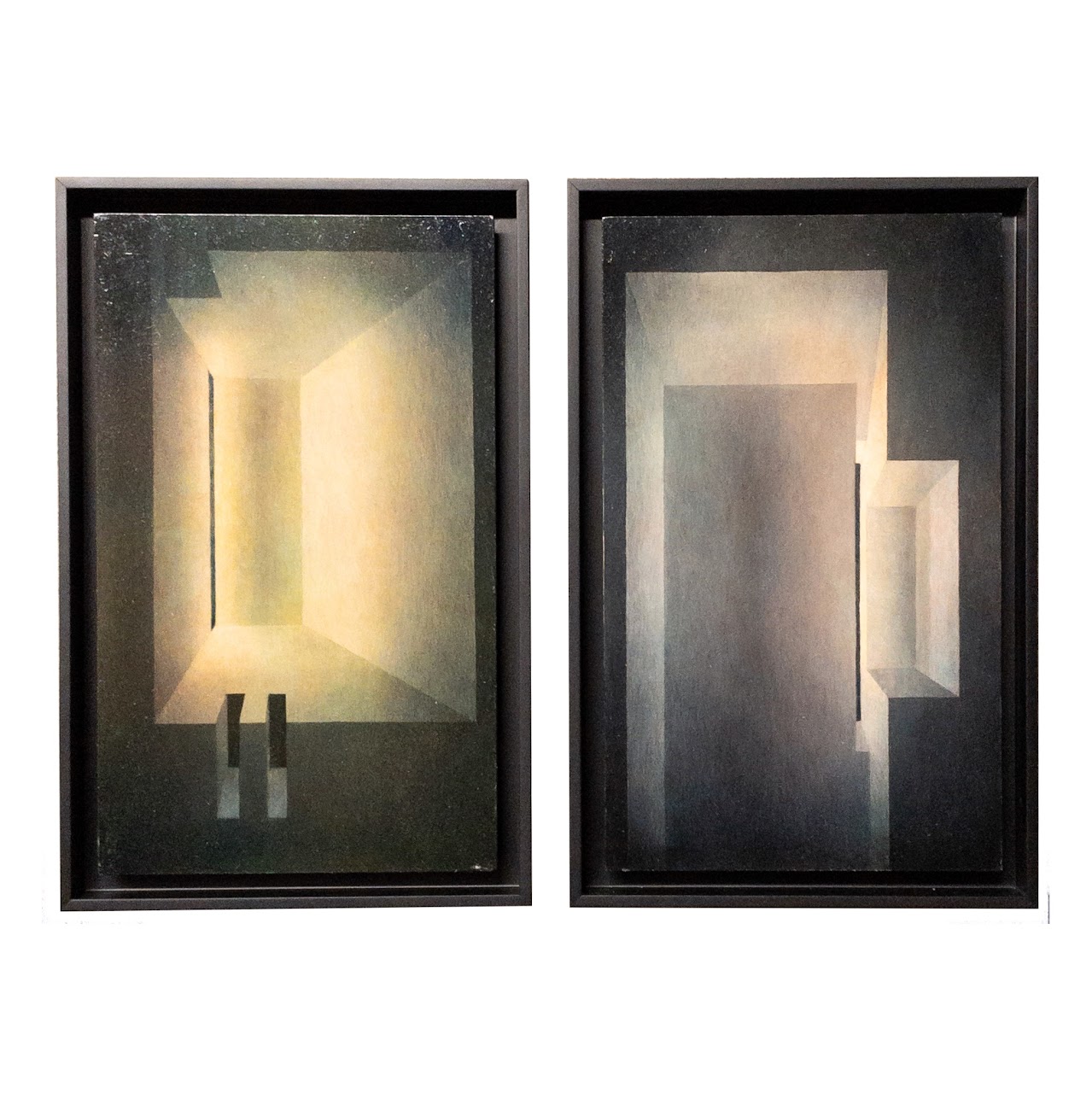 Dimitri Papatheodorou 'Shadow Places ' Diptych Oil Painting