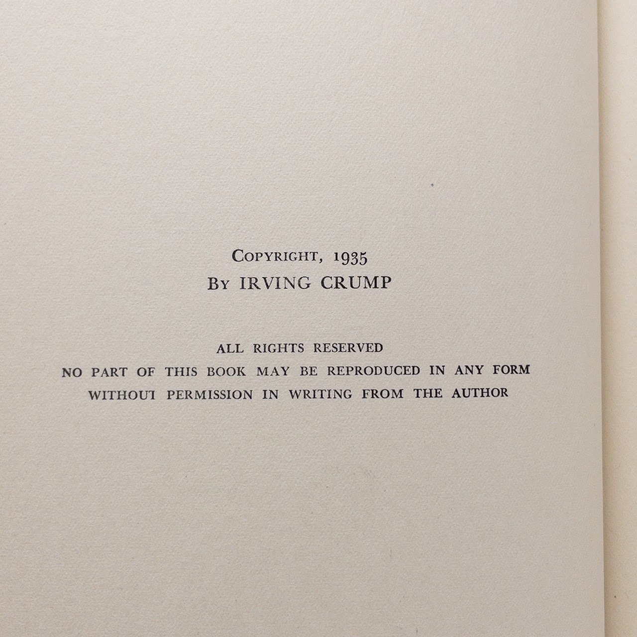 Irving Crump: OG Of The Cave People First Edition, Author Published