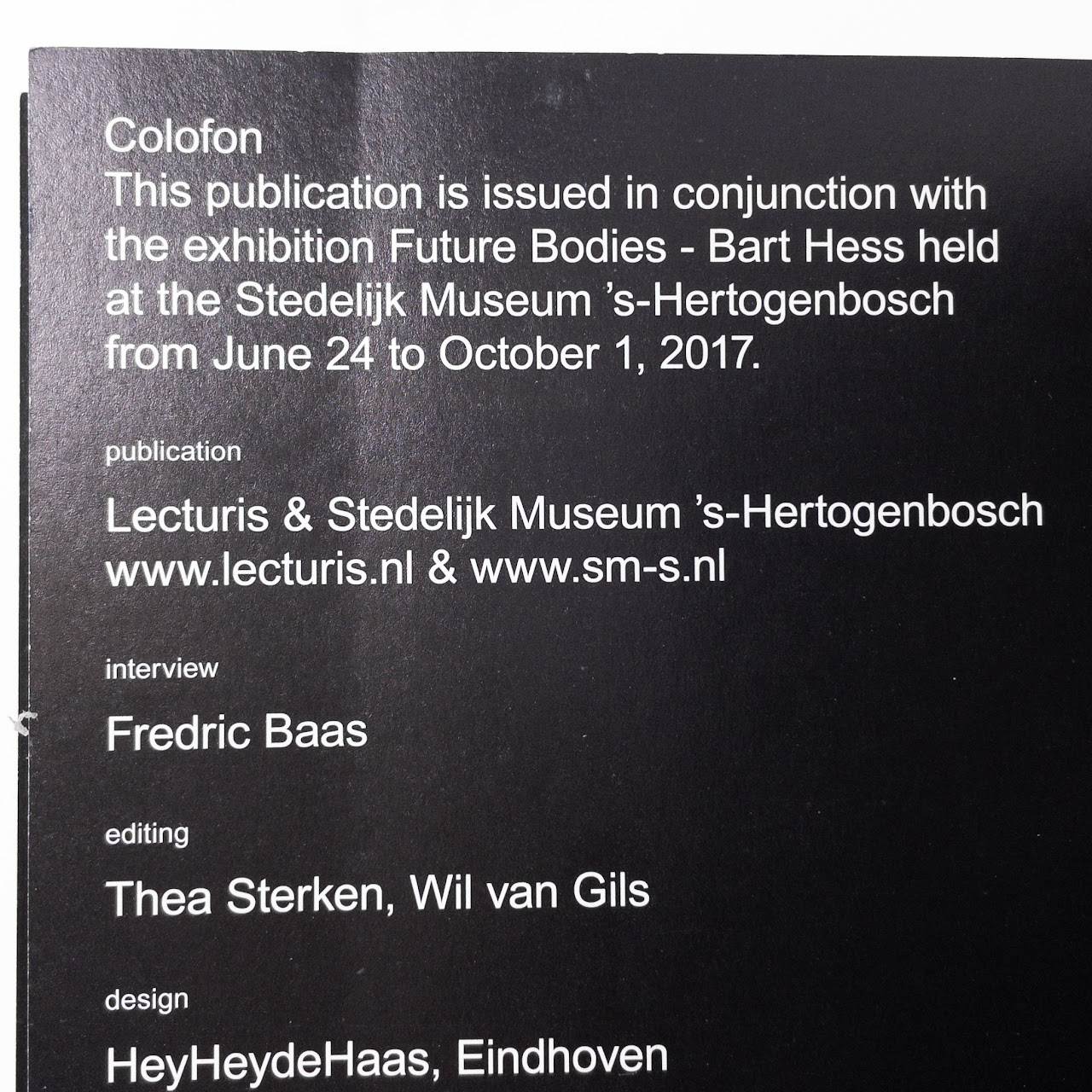 Bart Hess: Future Bodies 2007-2017 Exhibition Book