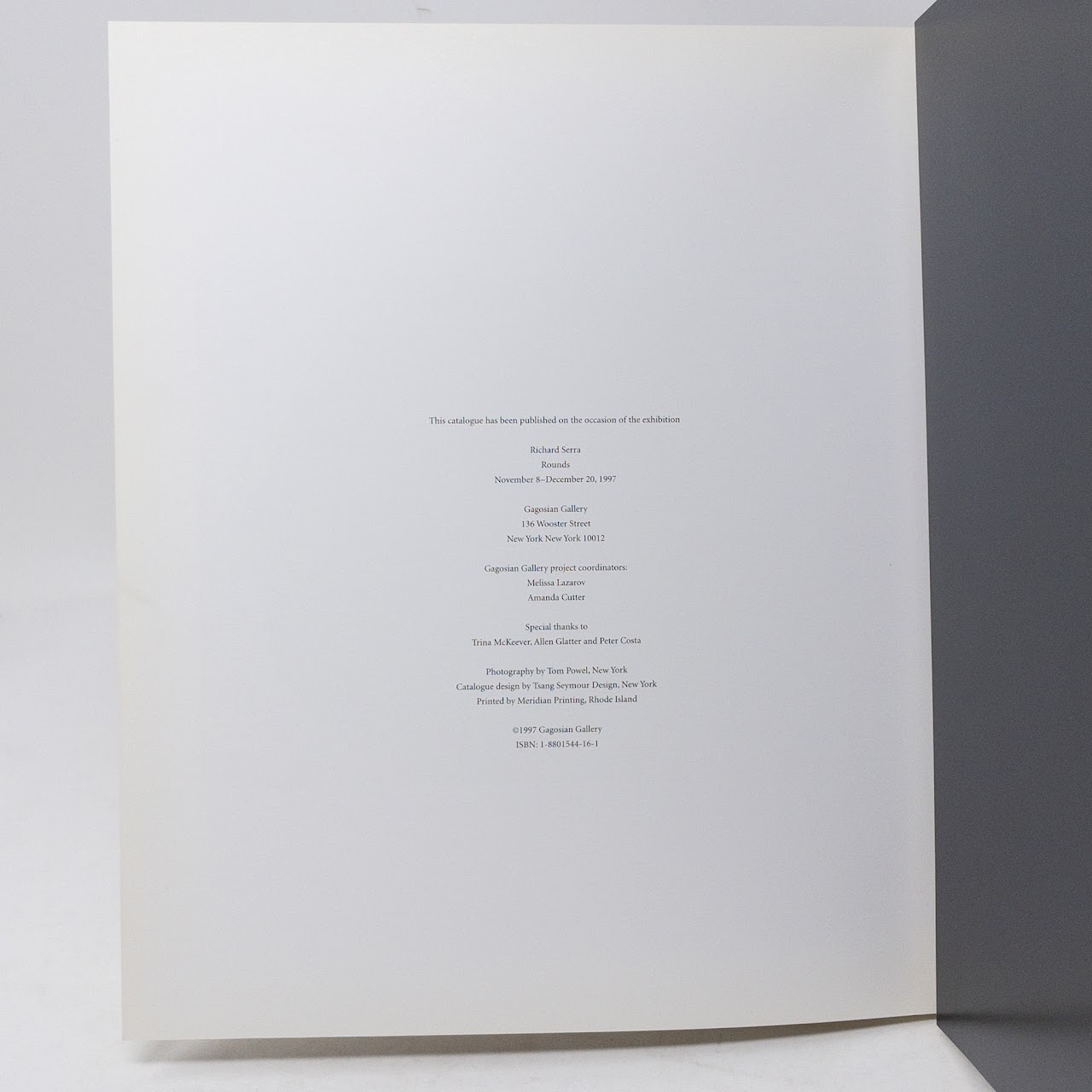 Richard Serra: Rounds Exhibition Catalogue