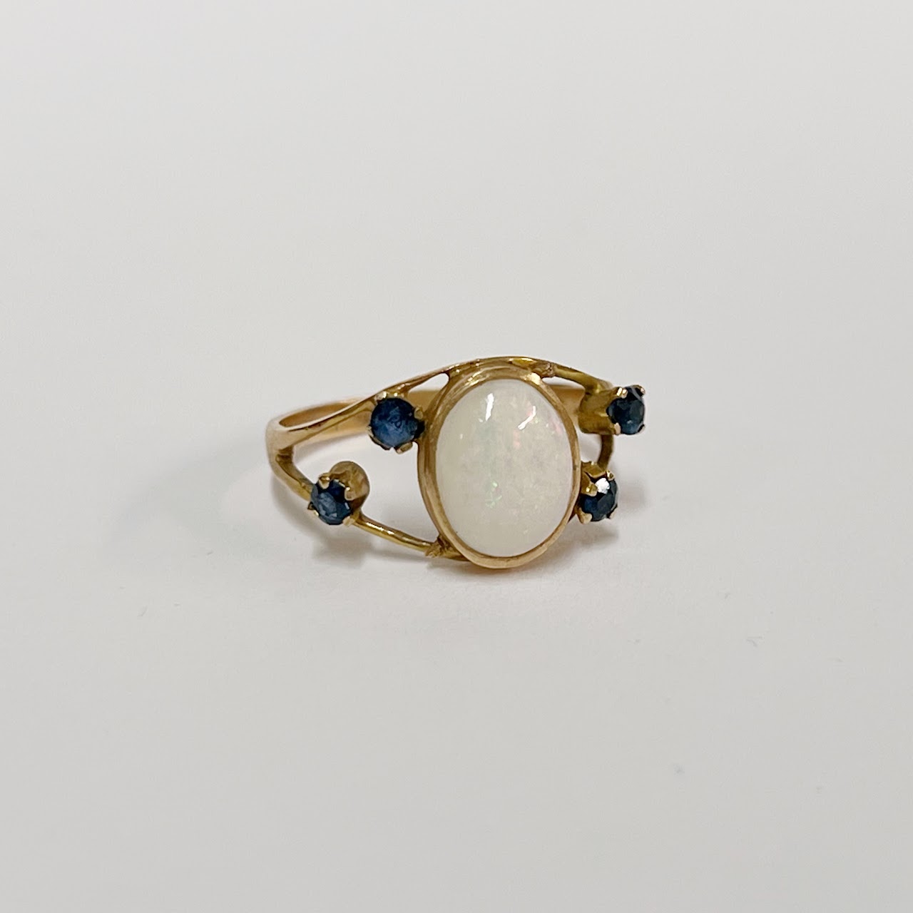 14K Gold, Opal and Blue Stone Ring
