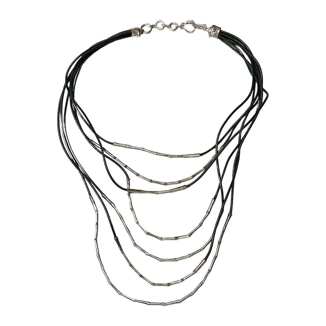 John Hardy Six Strand Sterling Silver Bamboo Cable Necklace