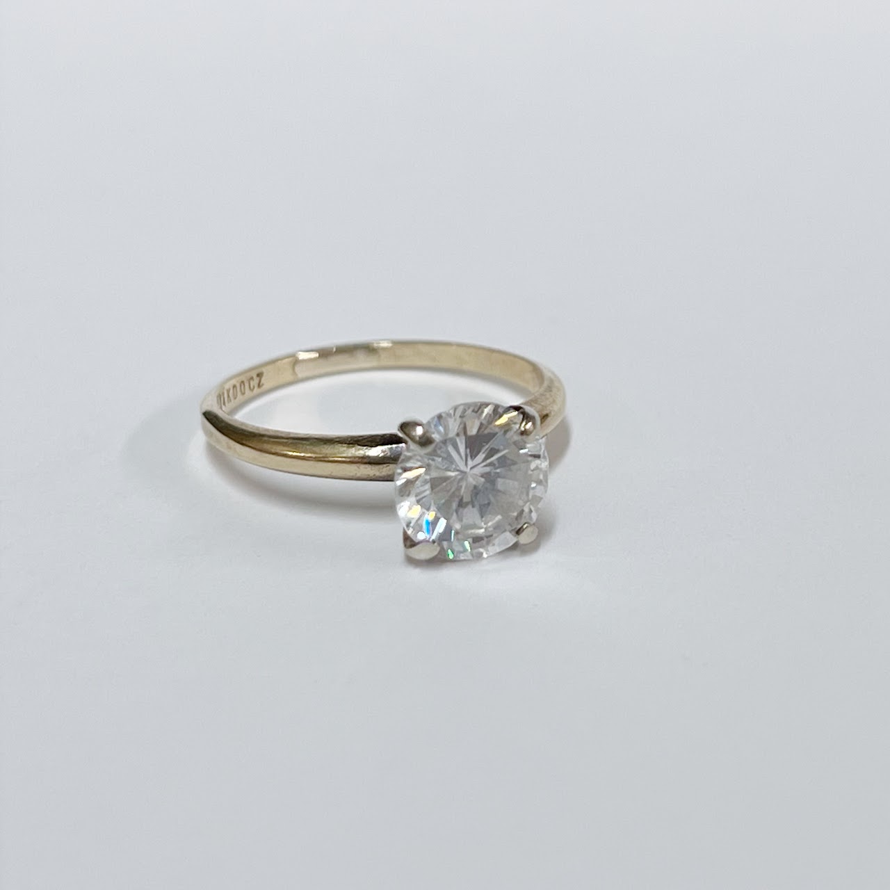 14K Gold and CZ Solitaire Ring