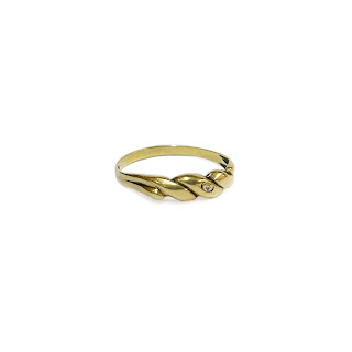 14K Gold and Diamond Rope Twist Ring