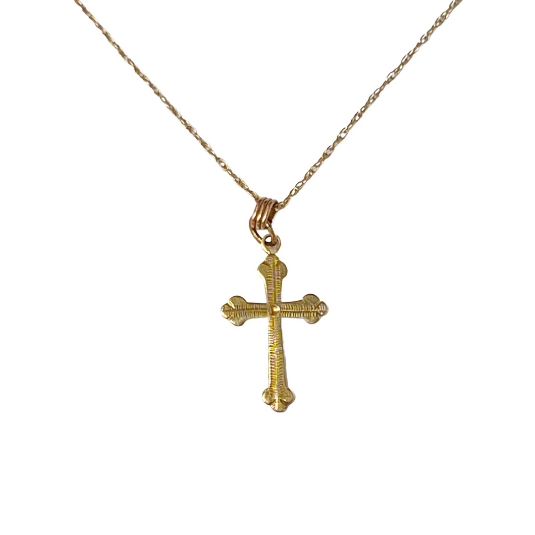 14K Gold First Communion Cross Pendant Necklace
