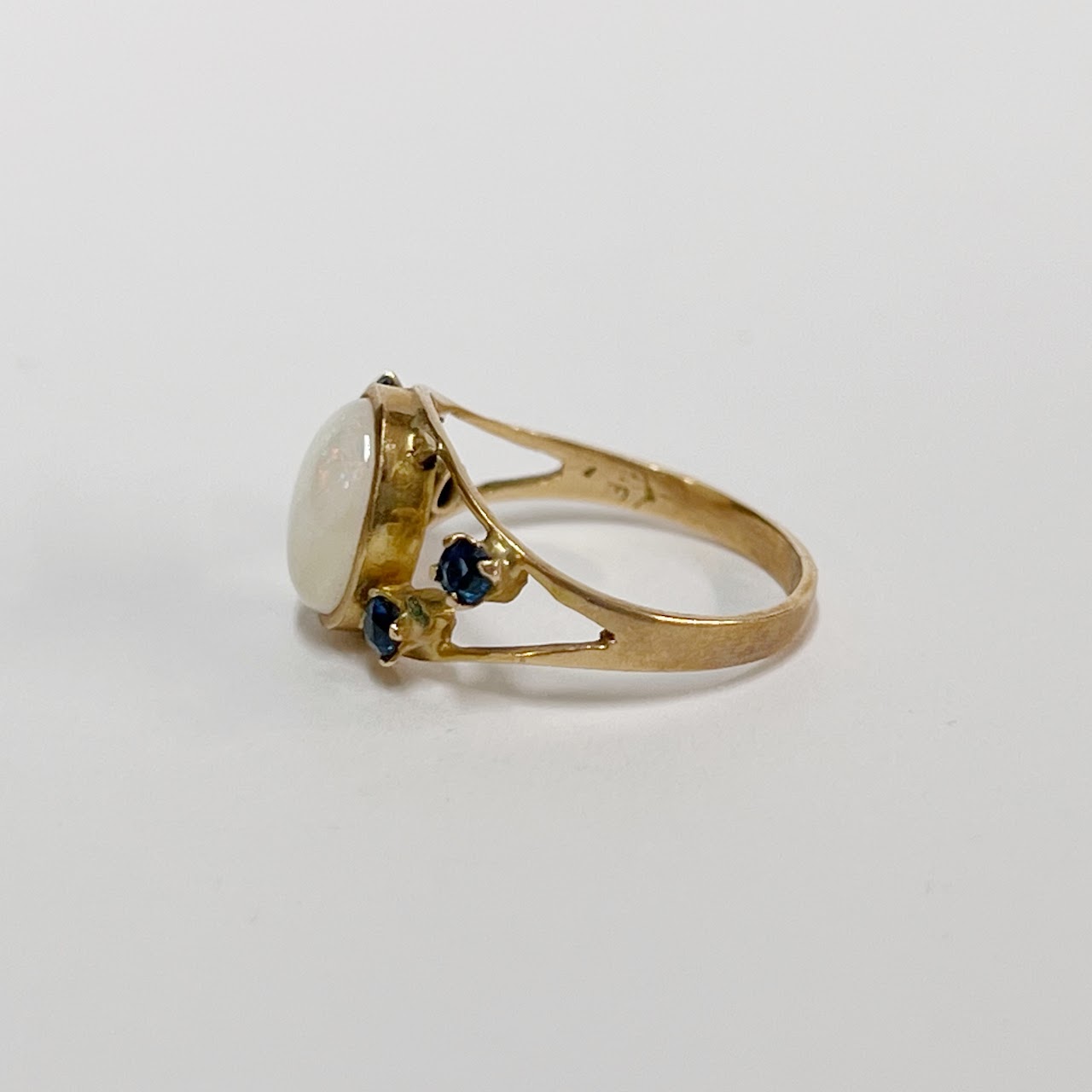 14K Gold, Opal and Blue Stone Ring