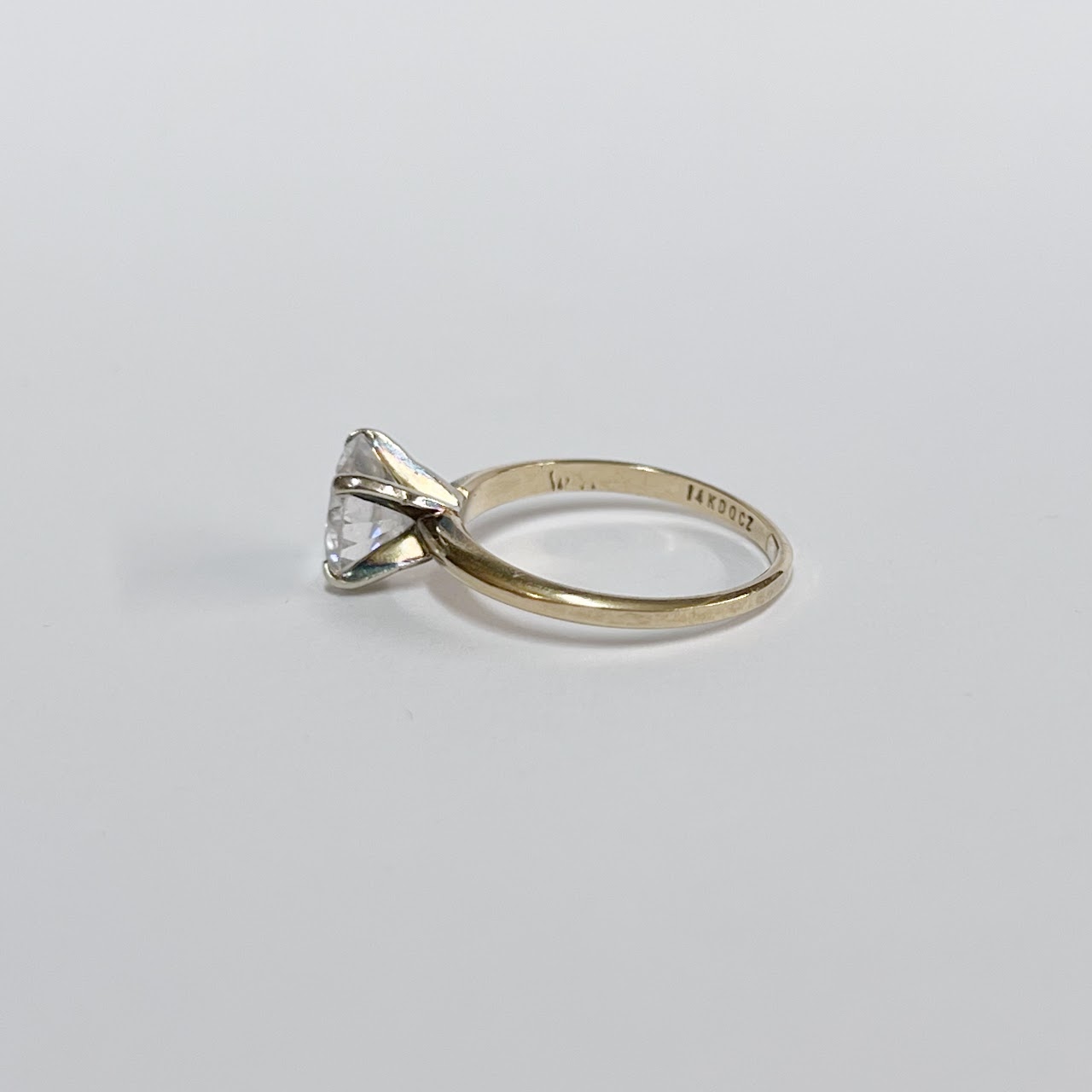 14K Gold and CZ Solitaire Ring