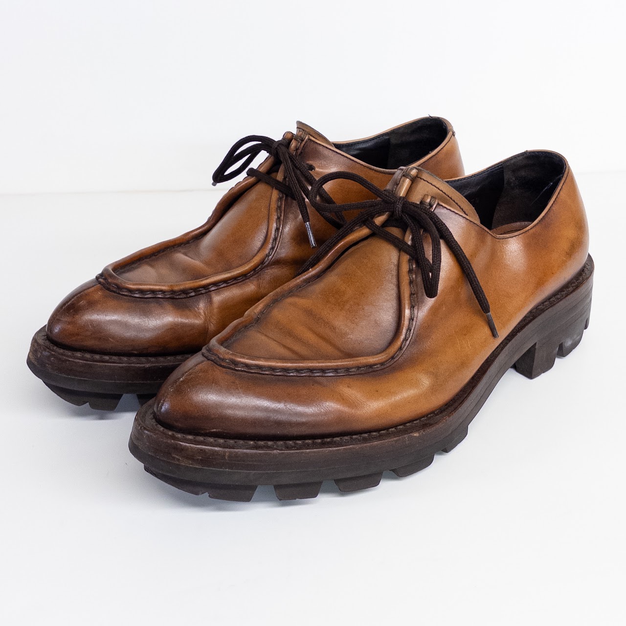 Prada Leather Lug Sole Loafers