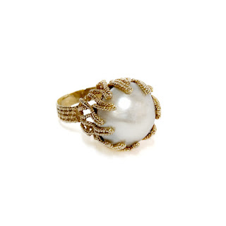 14K Gold Twist and Pearl Cocktail Ring