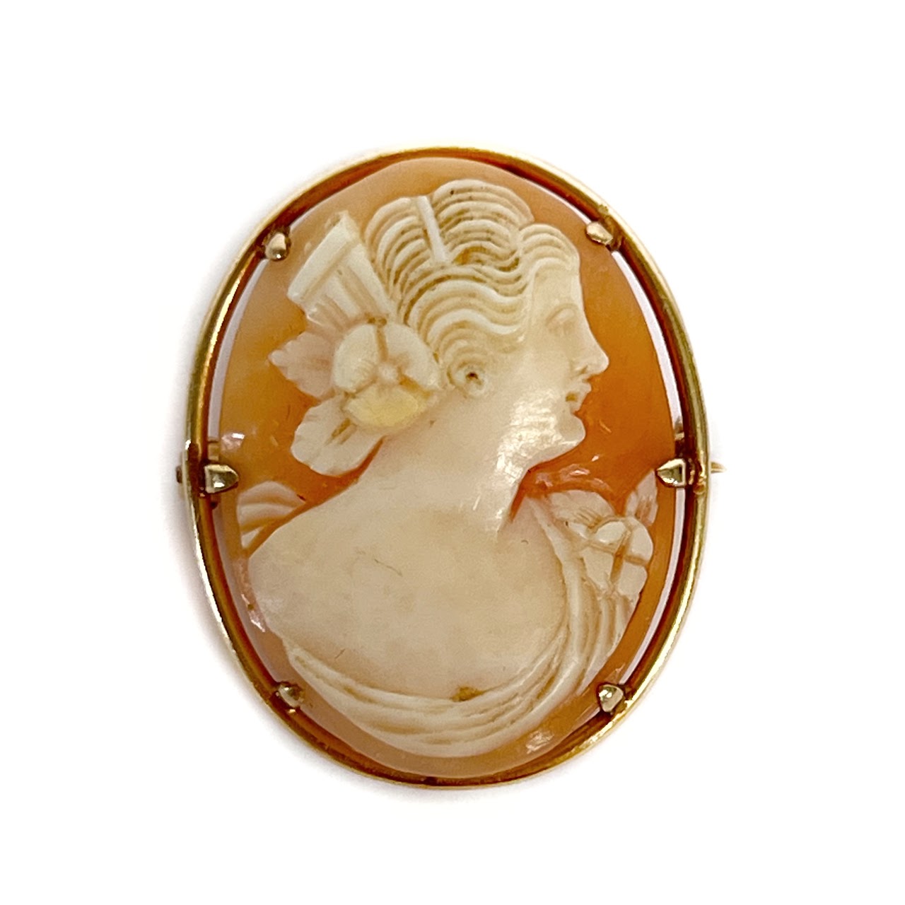 10K Gold Cameo Brooch