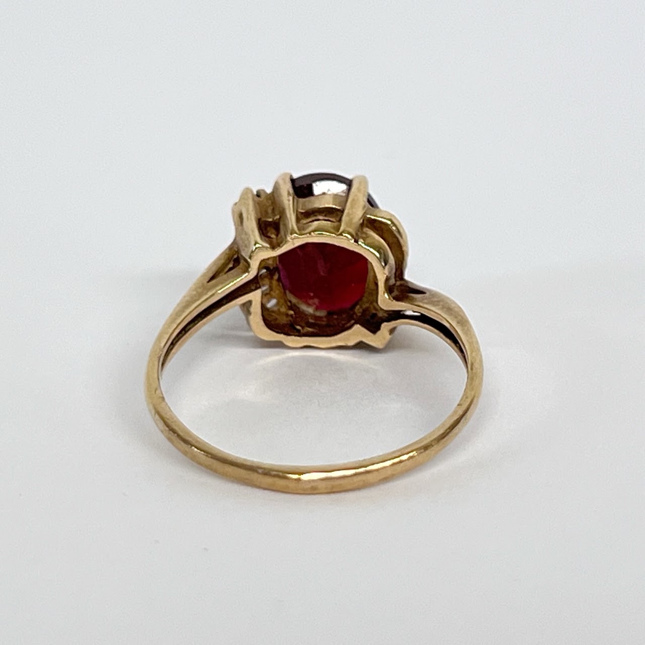 10K Gold, Red and Clear Stone Ring