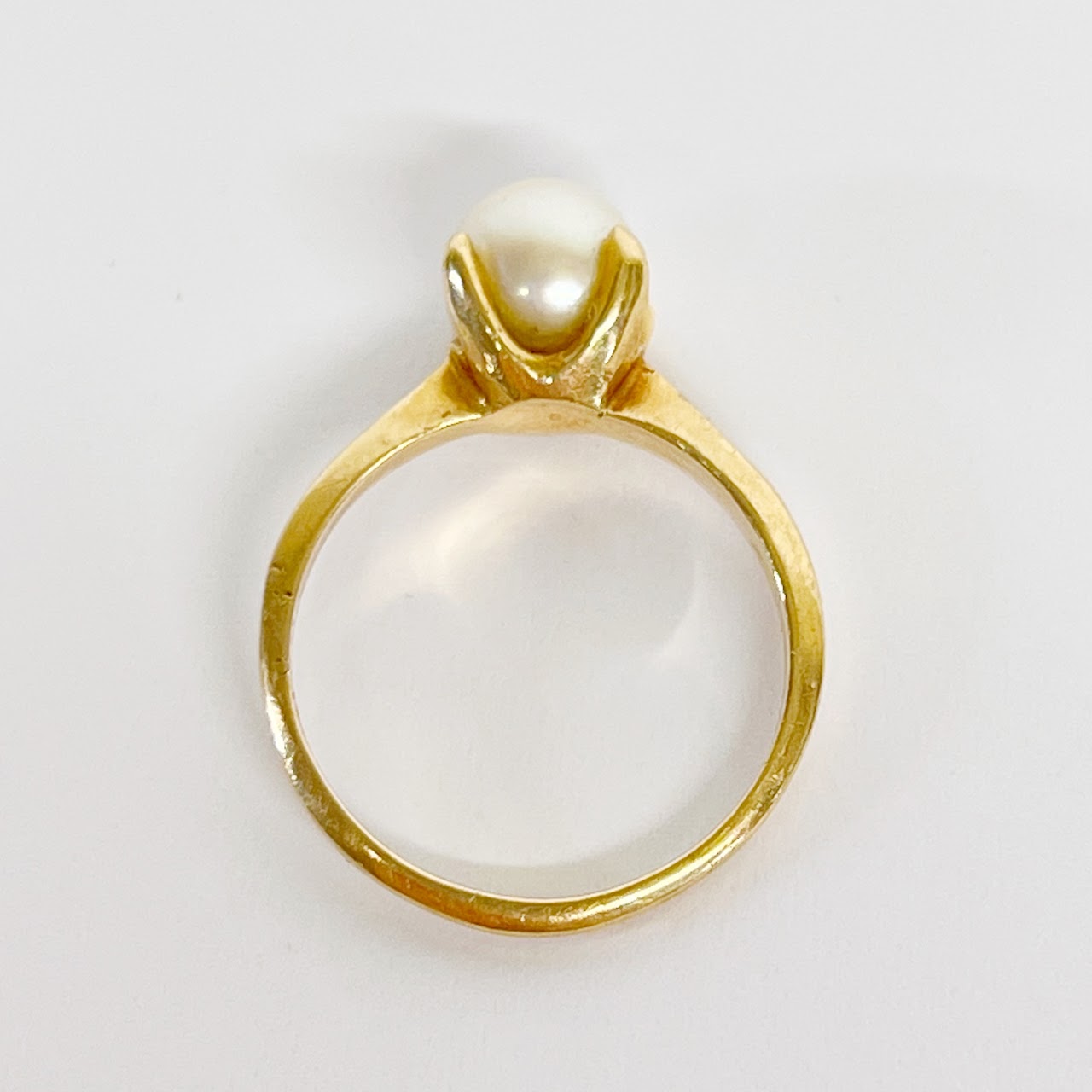 14K Gold and Solitaire Pearl Ring