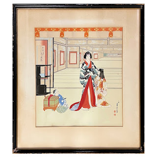 Hasegawa Sadanobu III 'In the Palace' Woodblock Print