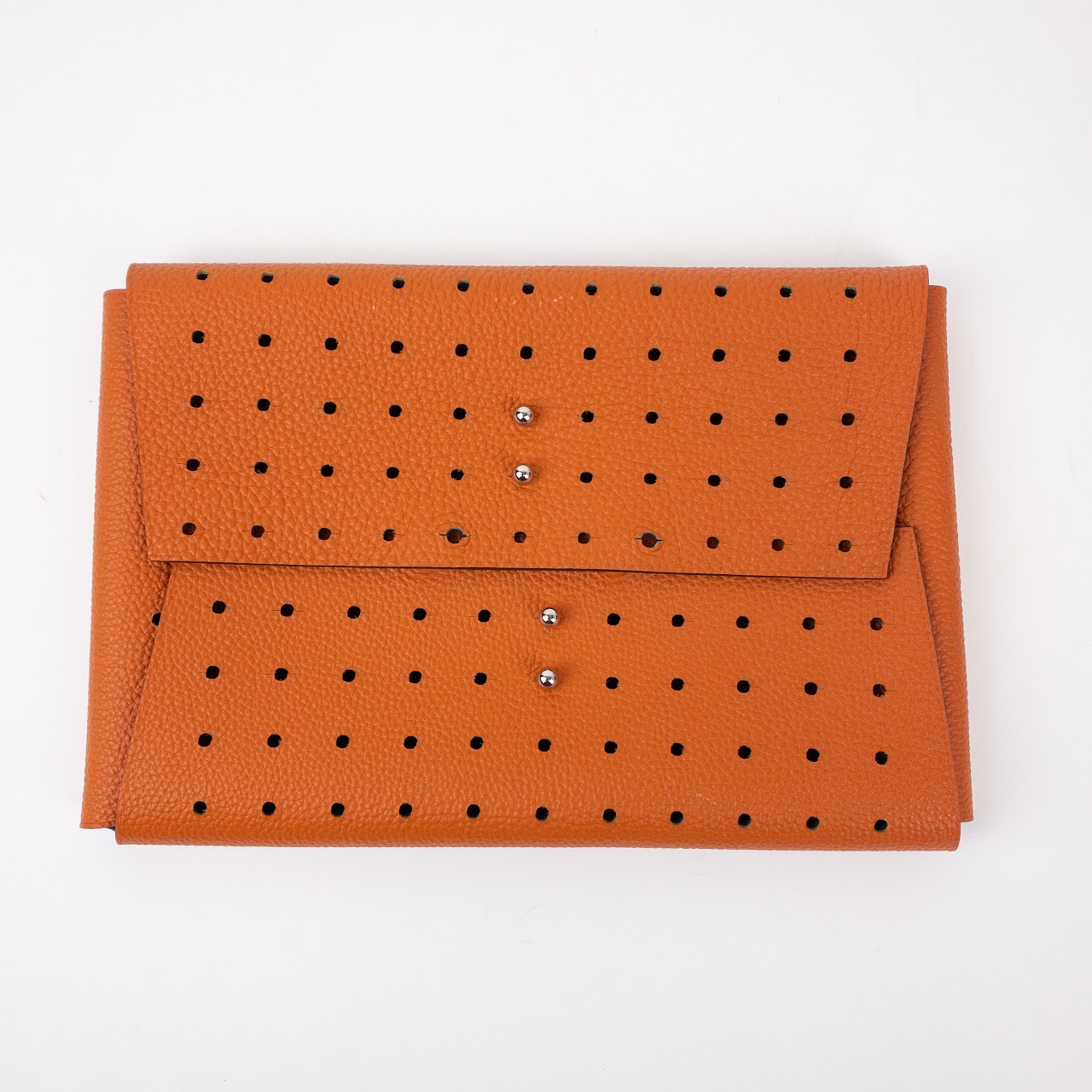 Hermes Reversible Perforated Leather Pouch