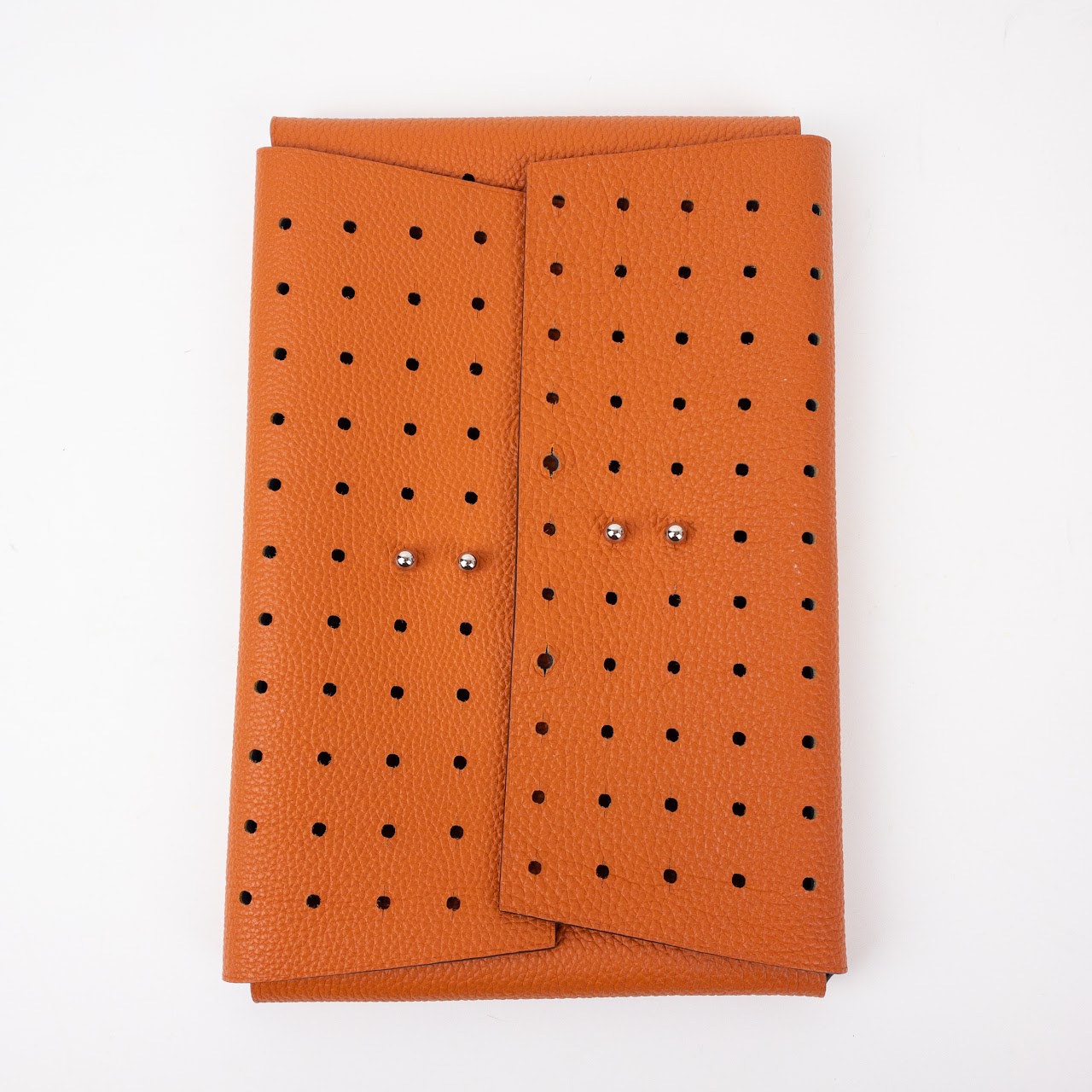 Hermes Reversible Perforated Leather Pouch