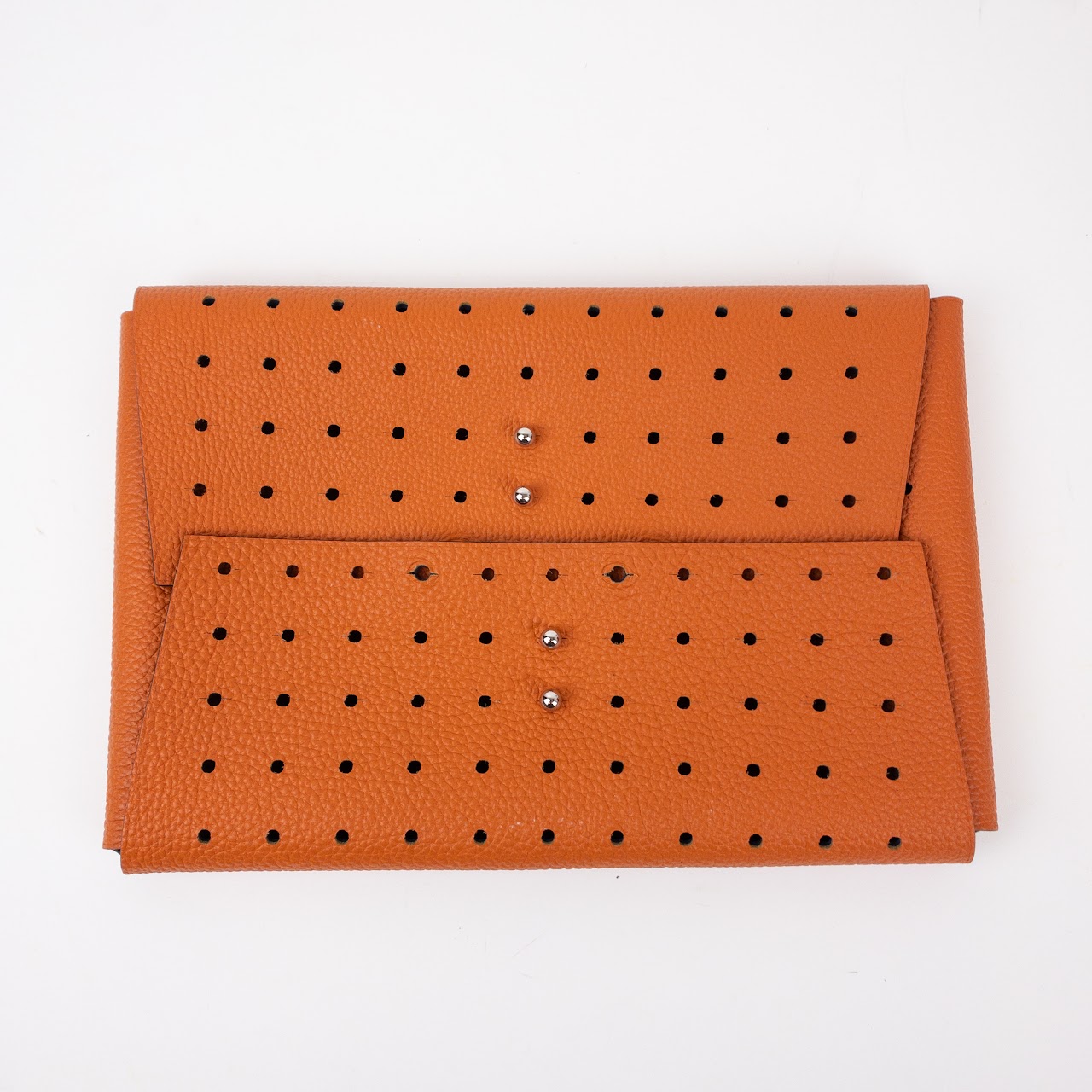 Hermes Reversible Perforated Leather Pouch