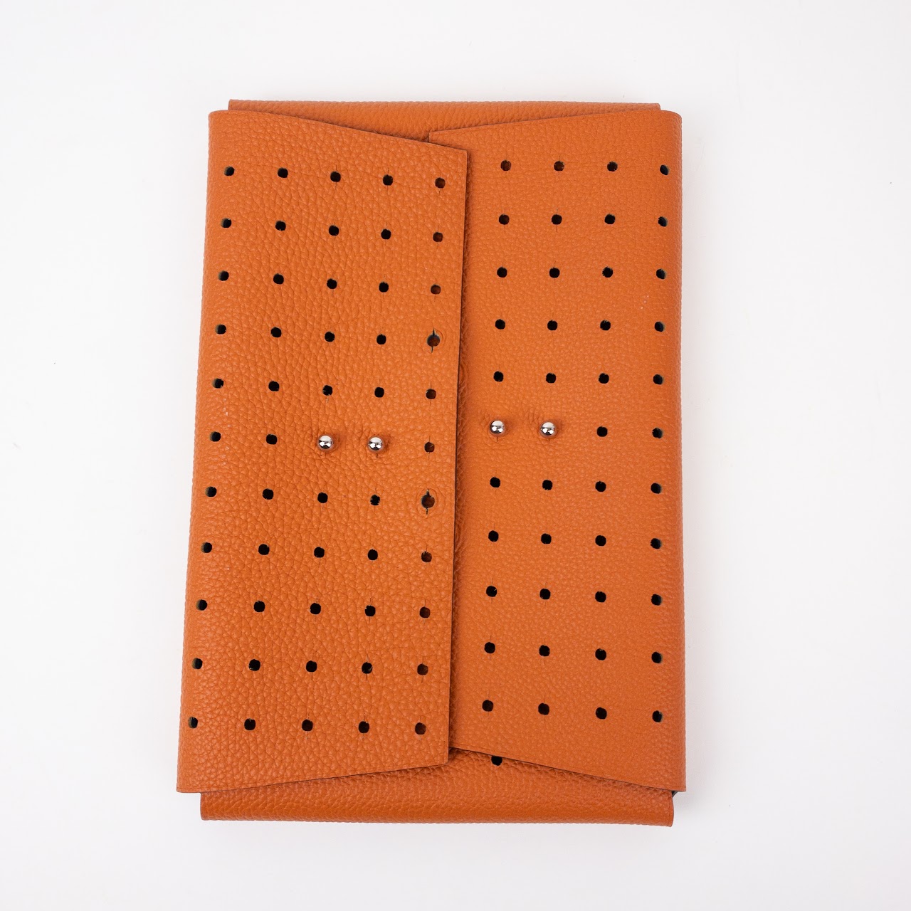 Hermes Reversible Perforated Leather Pouch