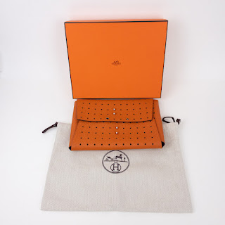 Hermes Reversible Perforated Leather Pouch