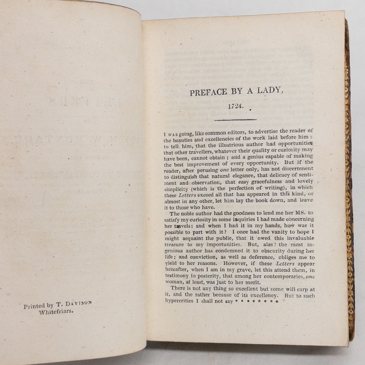 'The Letters Of Lady M. W. Montagu From Constantinople'  1820 Edition