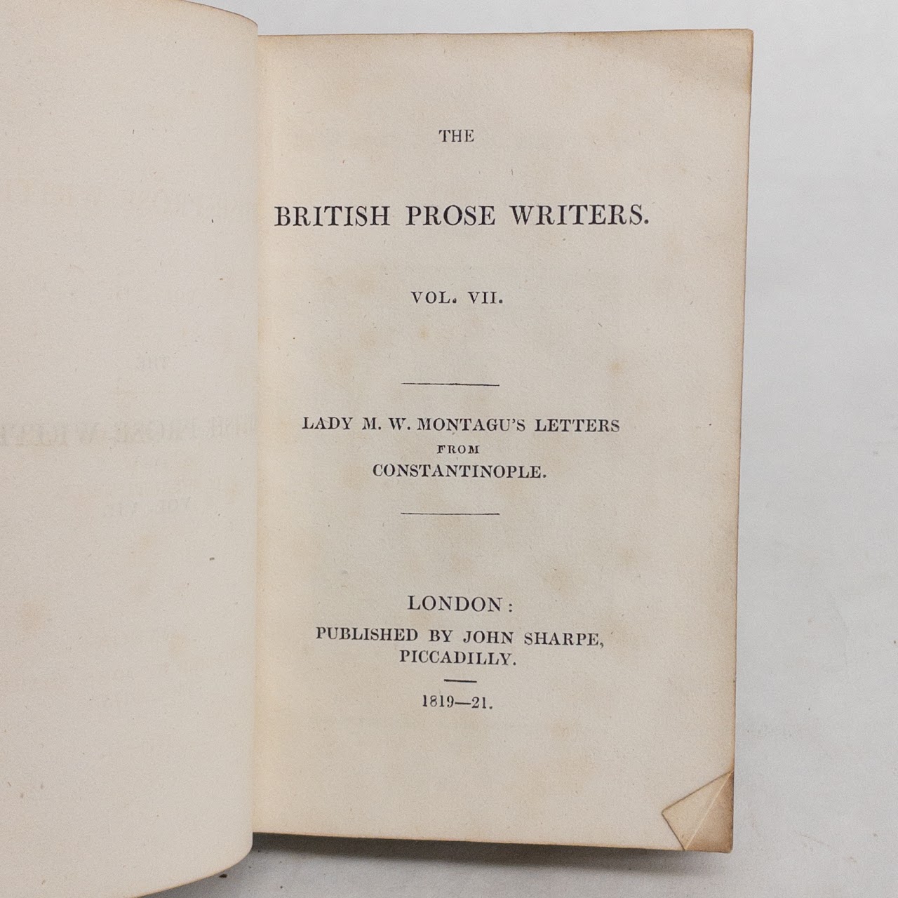 'The Letters Of Lady M. W. Montagu From Constantinople'  1820 Edition