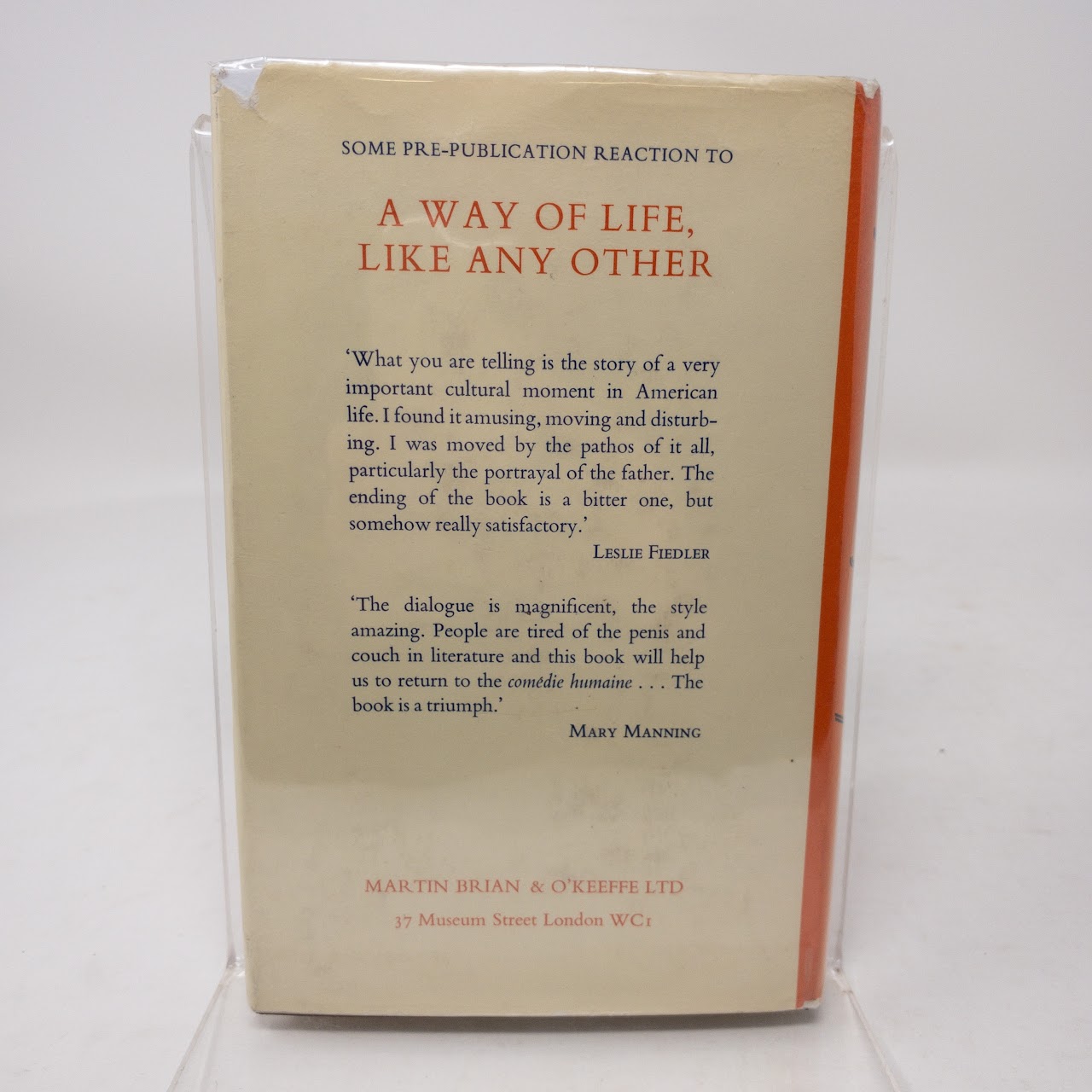 Darcy O'Brien: 'A Way of Life Like Any Other' Signed First Edition