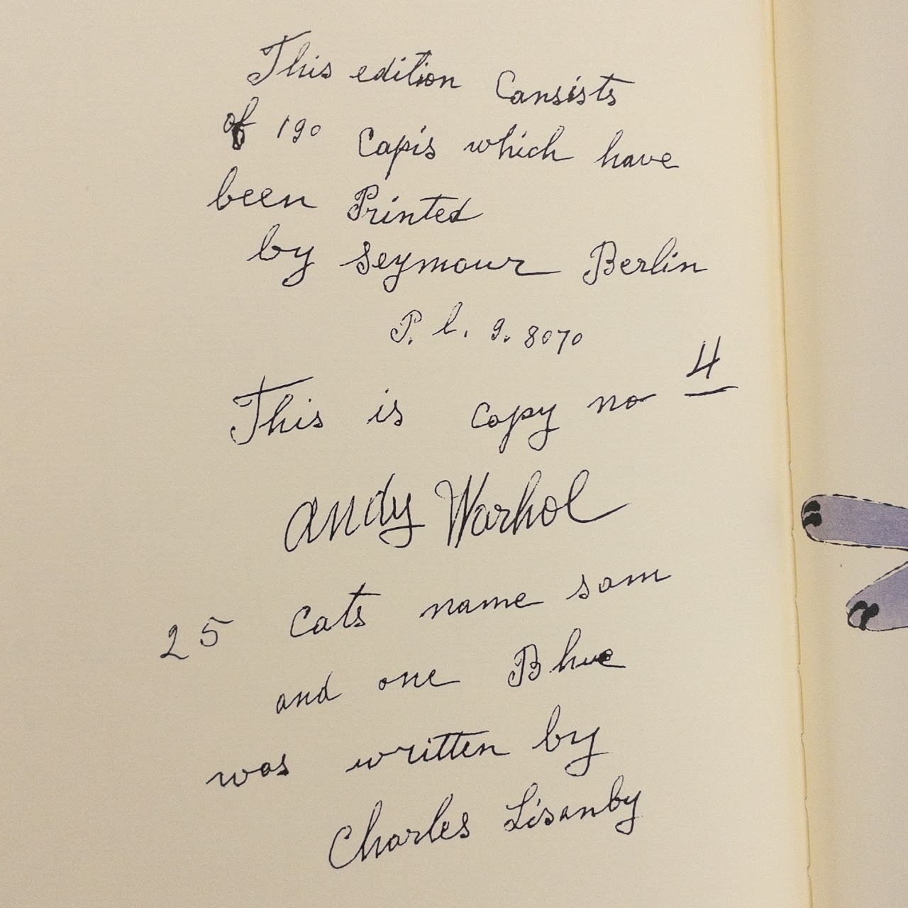 25 Cats Named Sam & One Blue Pussy + Holy Cats By Andy Warhol's Mother 1987 First Ed.