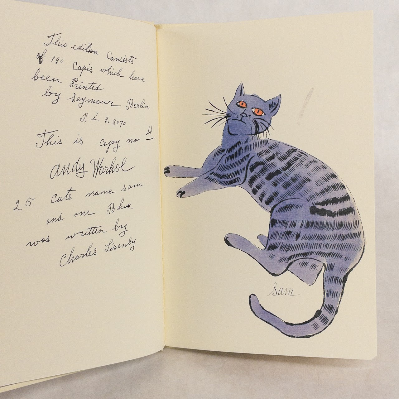 25 Cats Named Sam & One Blue Pussy + Holy Cats By Andy Warhol's Mother 1987 First Ed.