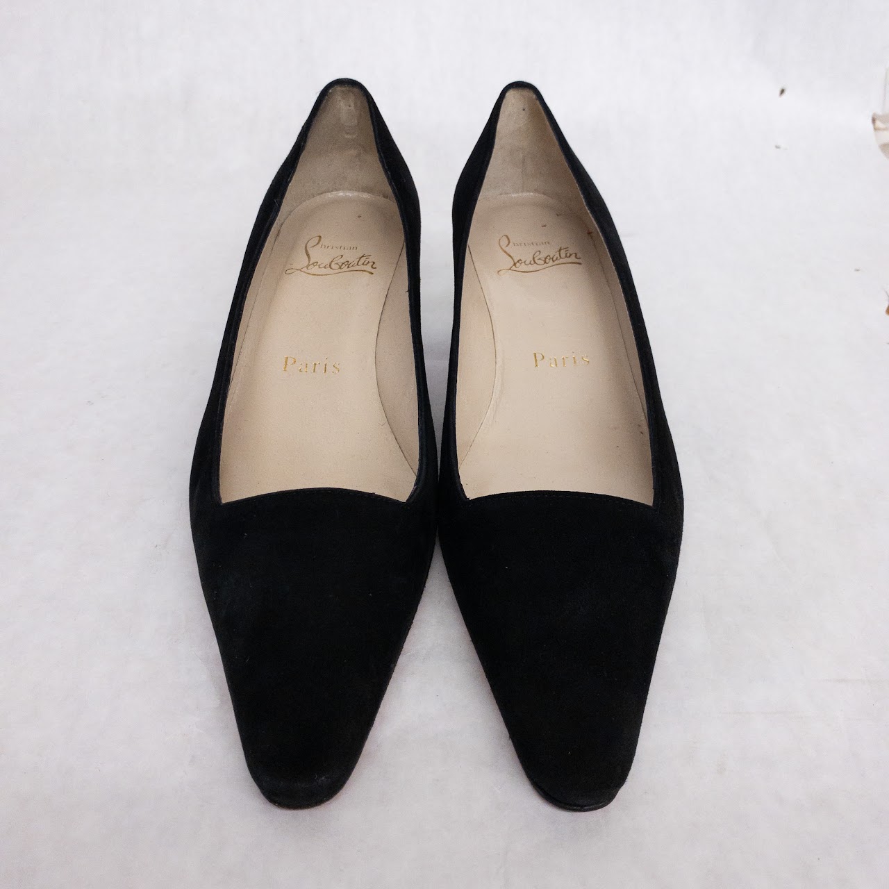 Christian Louboutin Square Vamp Suede Pumps