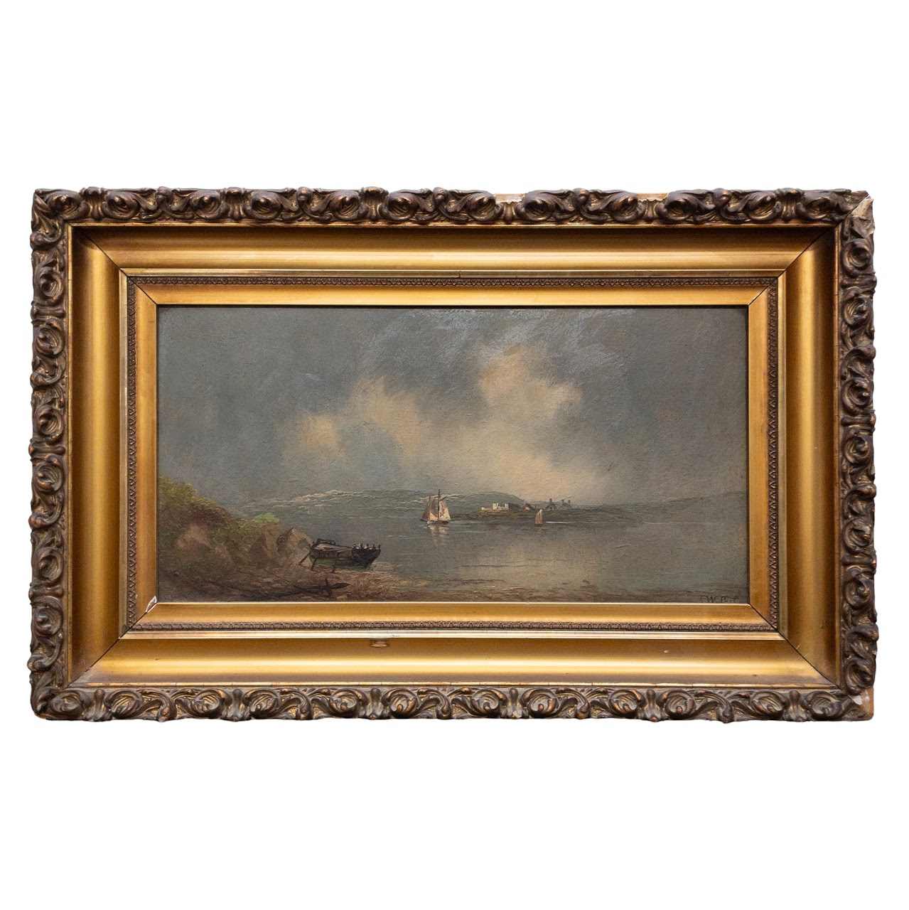 William Merritt Post Signed Oil Seascape Painting