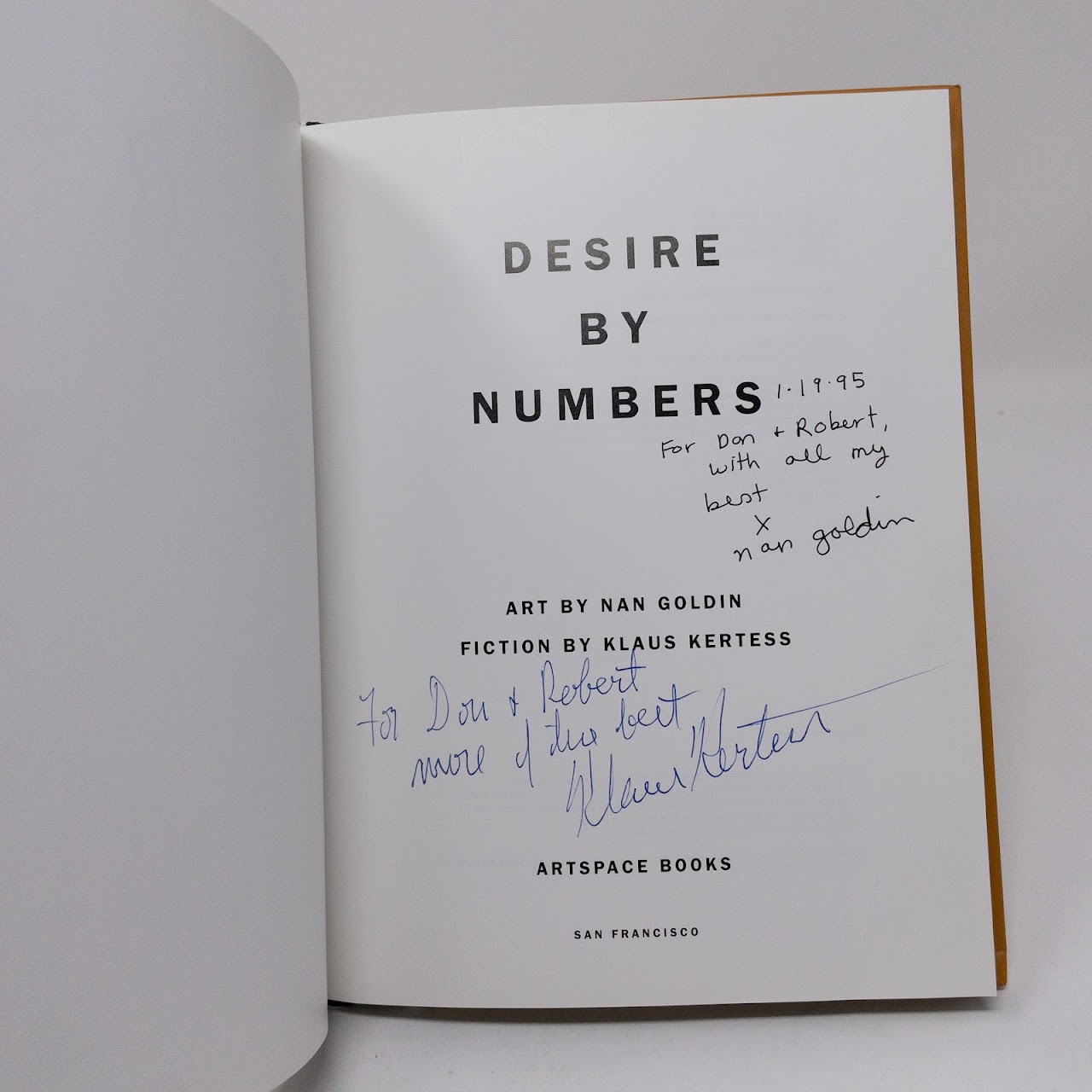 Nan Goldin & Klaus Kertess: SIGNED 'Desire by the Numbers'