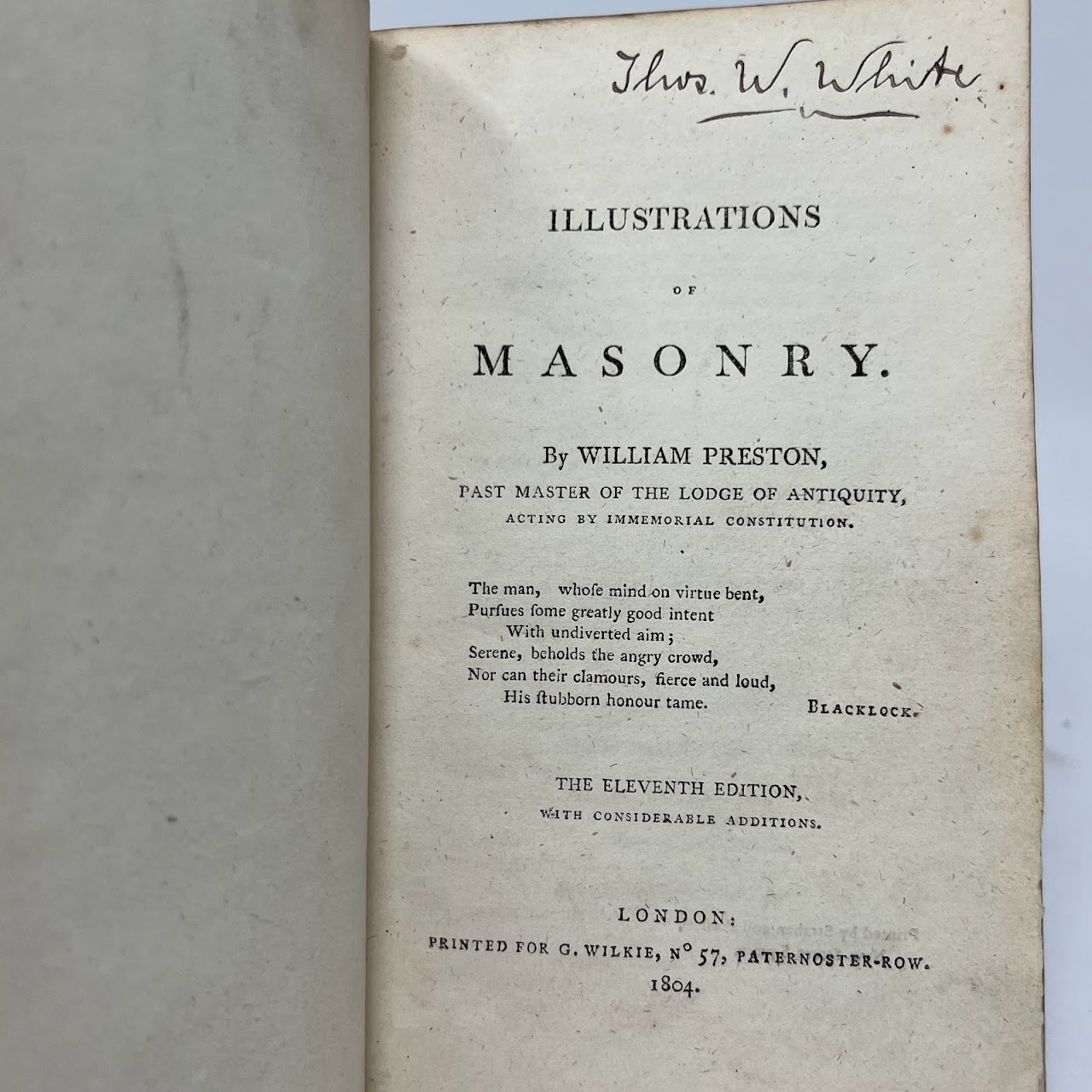 William Preston: 'Preston's Masonry' with Masonic Binding, 1804