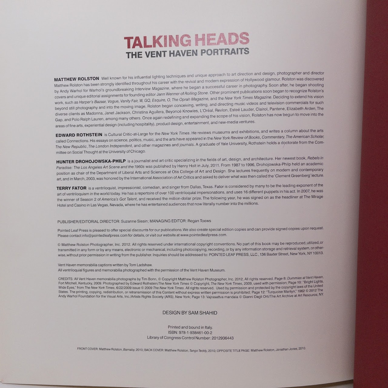 Matthew Rolston: 'Talking Heads: The Venthaven Portraits' Signed 1st Ed.