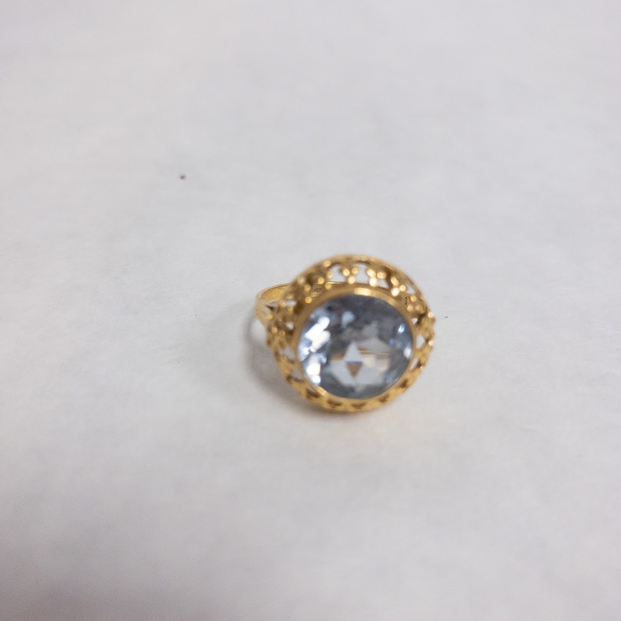 18K Gold and Blue Stone Ring