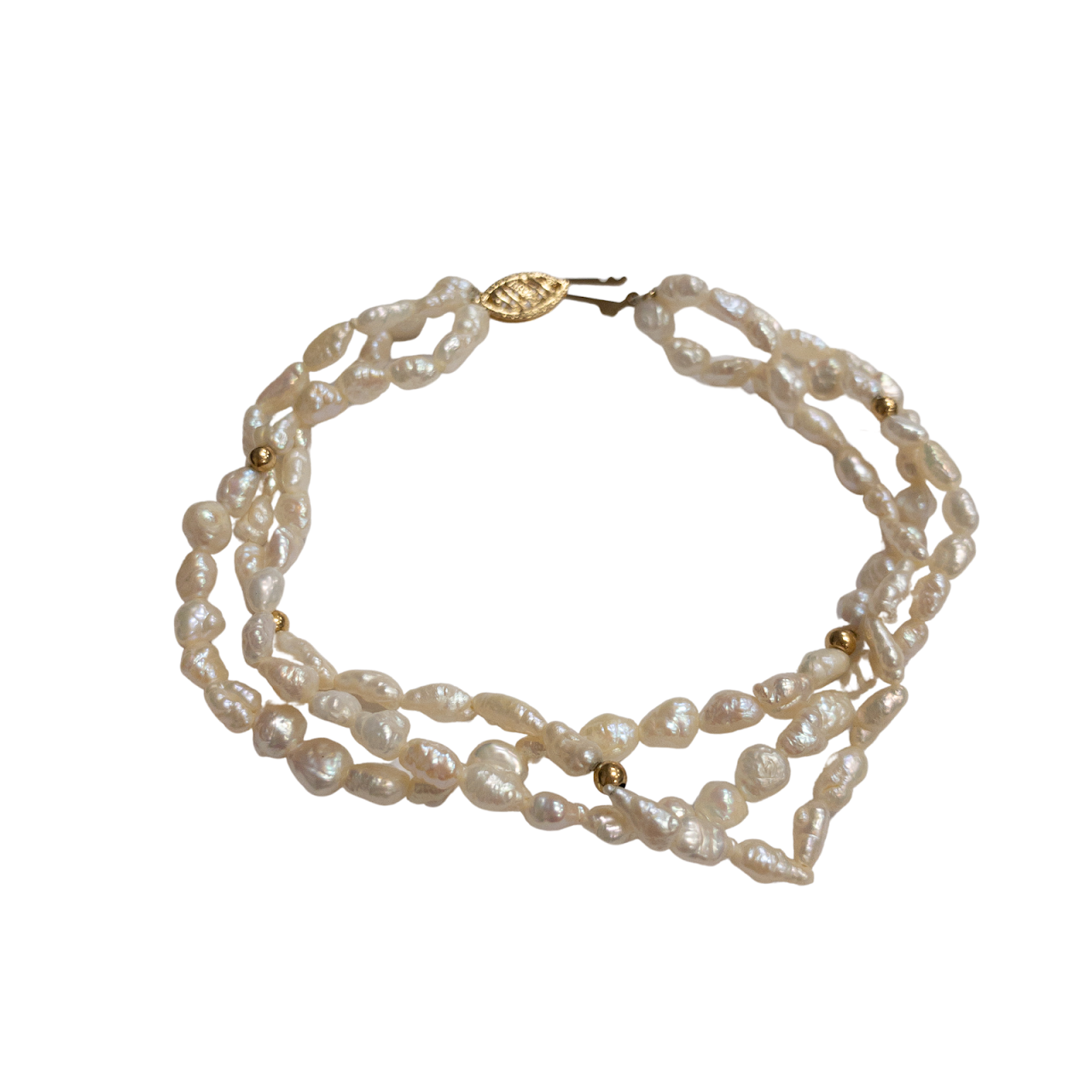 Pearl and 14K Gold Triple Strand Bracelet