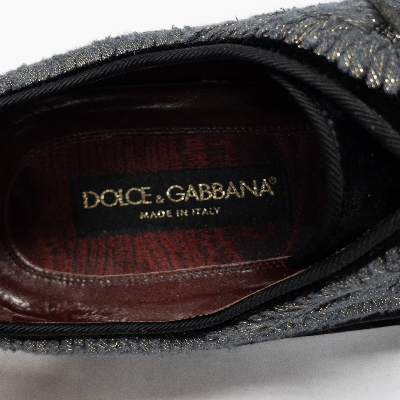Dolce & Gabbana Velvet Beaded Derby Shoes