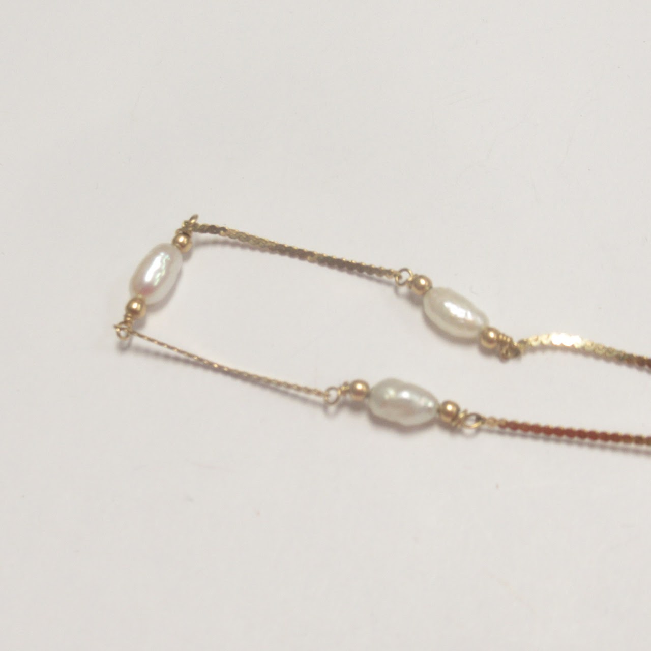 14K Gold Freshwater Pearl Station Necklace