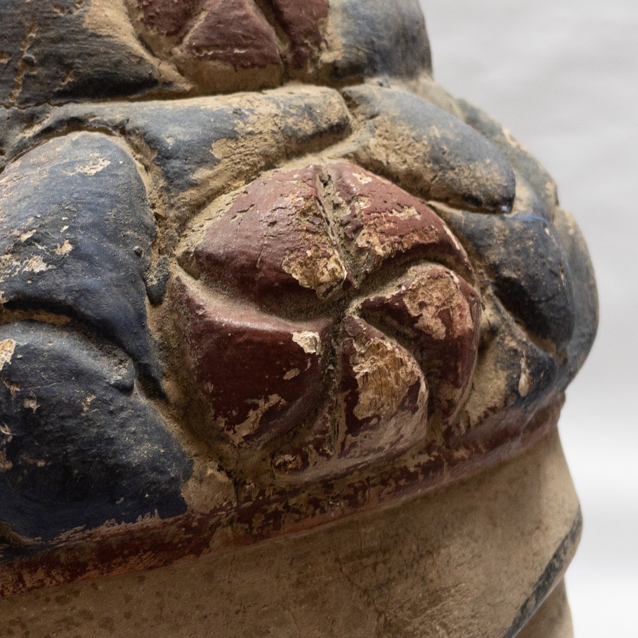 Painted Wood Buddha Head