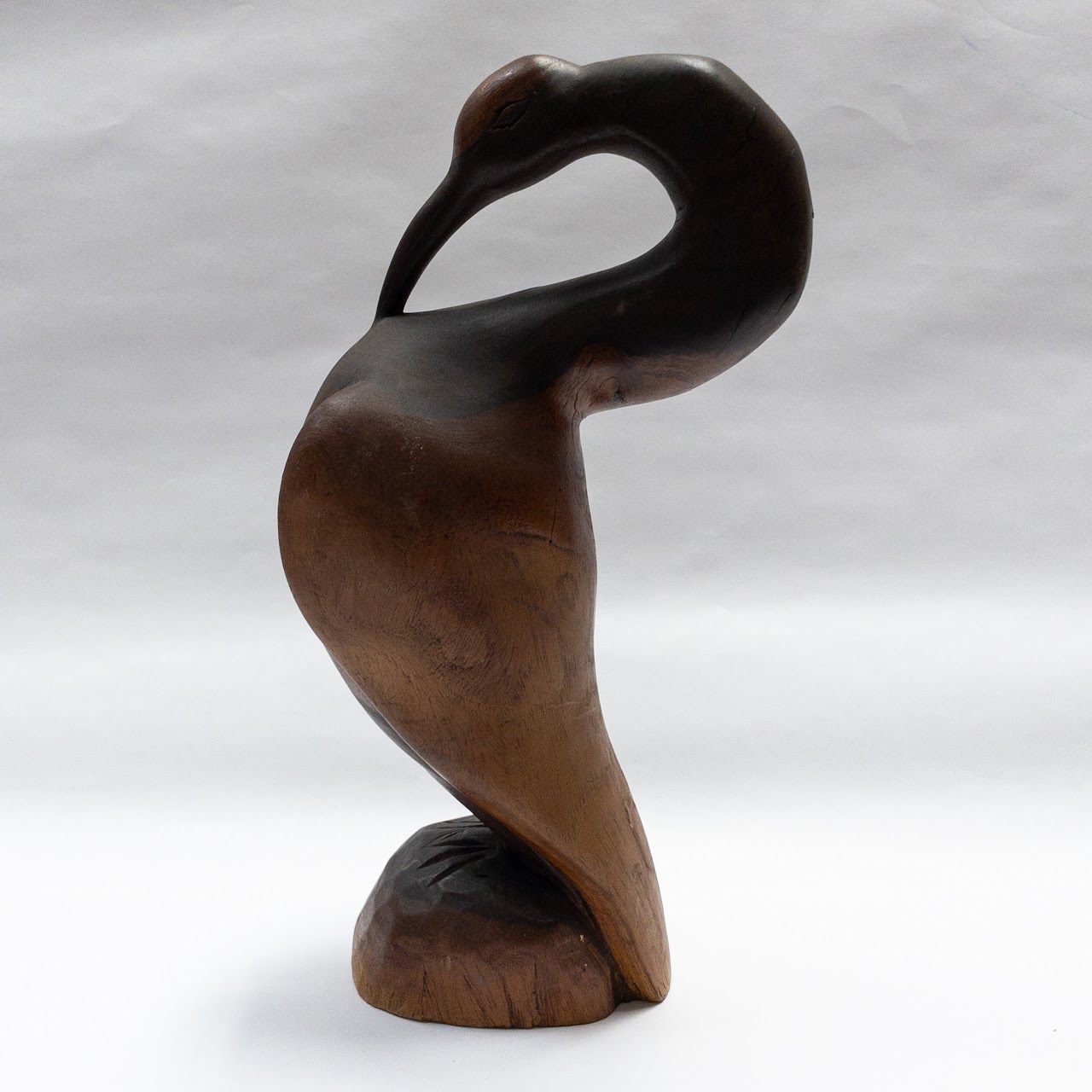 Cecil Gray Signed Crane Wood Sculpture