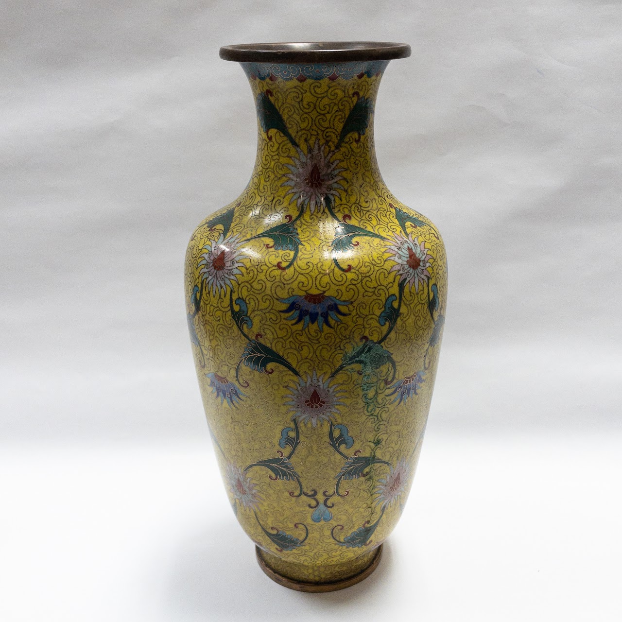 Cloisonné Tall Yellow Vase