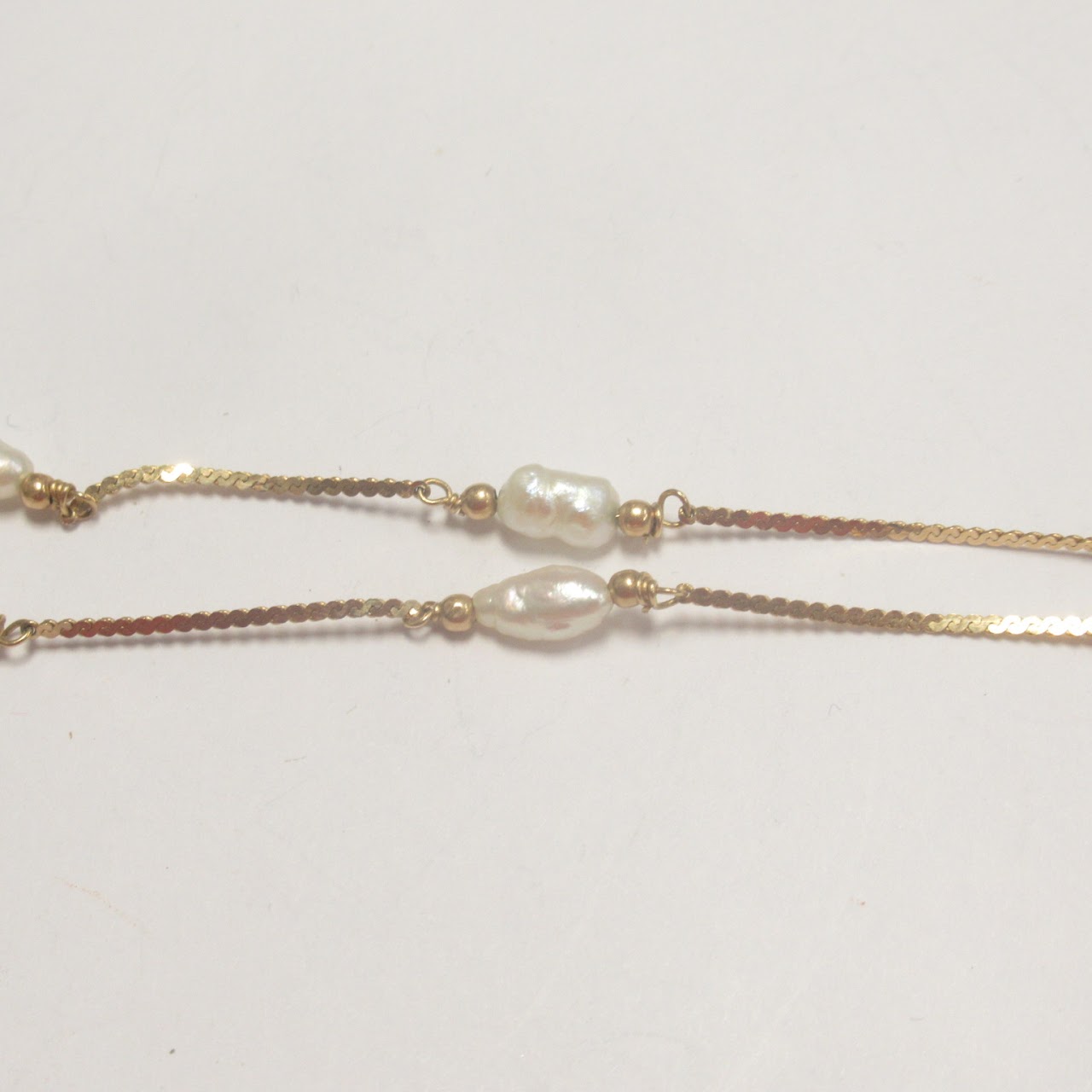 14K Gold Freshwater Pearl Station Necklace