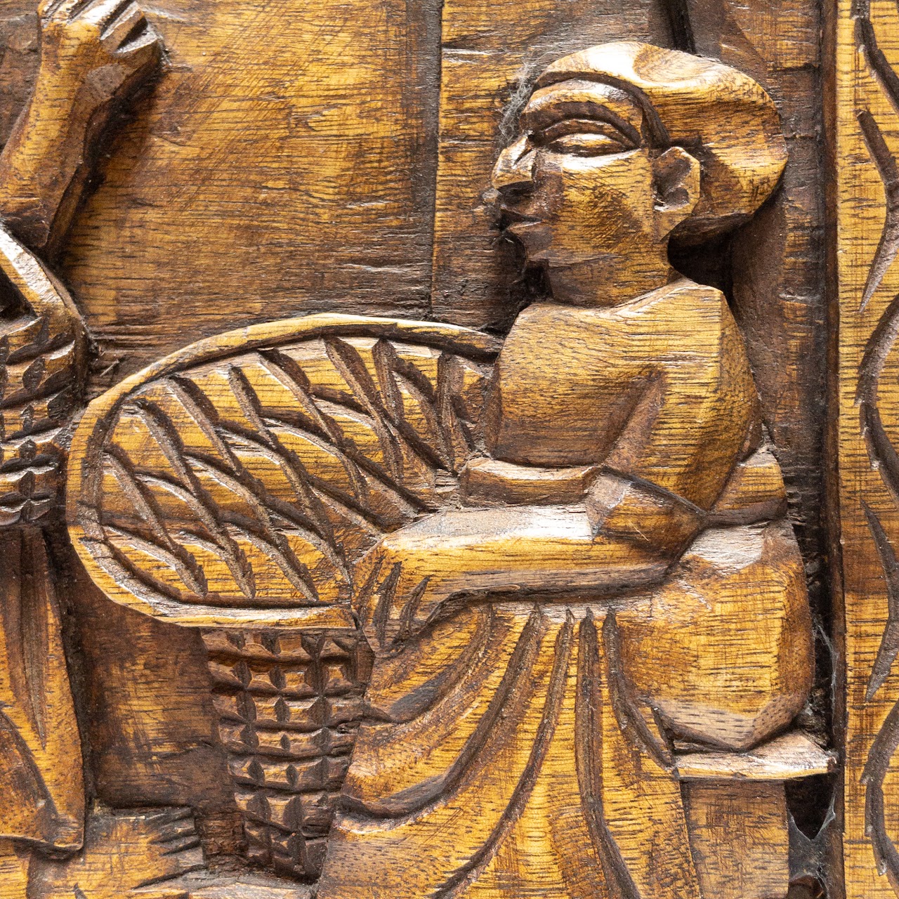 Ghanaian Carved Wood Panel